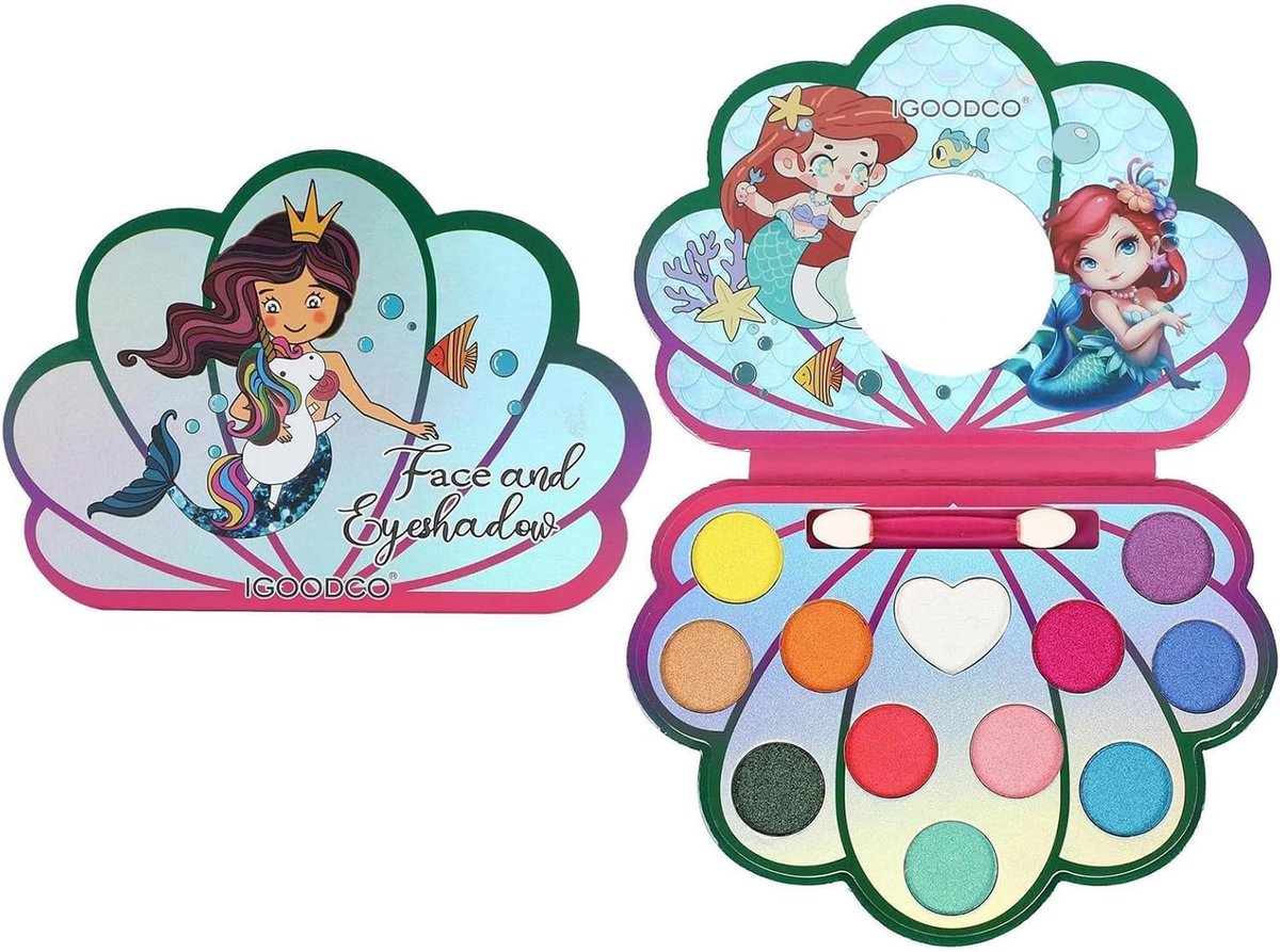SnelShoppen - Meisjes Make-up Speelgoed Set, 12 Kleuren Niet-Giftige Cosmetica met Spiegel, Perfect voor Halloween, Verjaardagen en Toneelvoorstelling