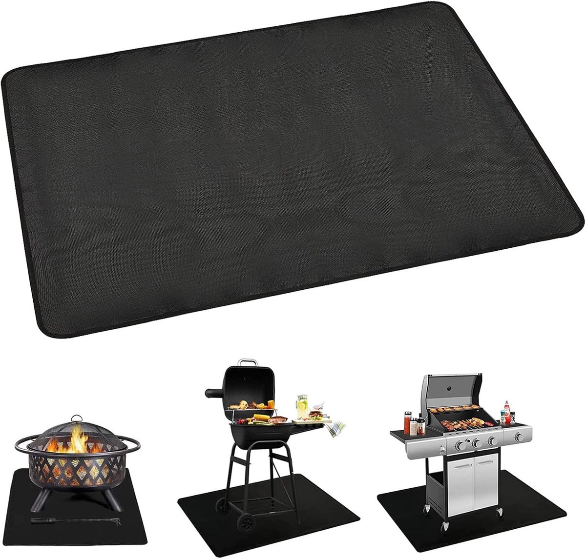 SnelShoppen - Fire Pit Mat Hittebestendige Rectangulaire Mat voor Buiten - Vouwbare Draagbare 3-Laags Grote Hittebescherming Grill Vuurvaste Mat BBQ C