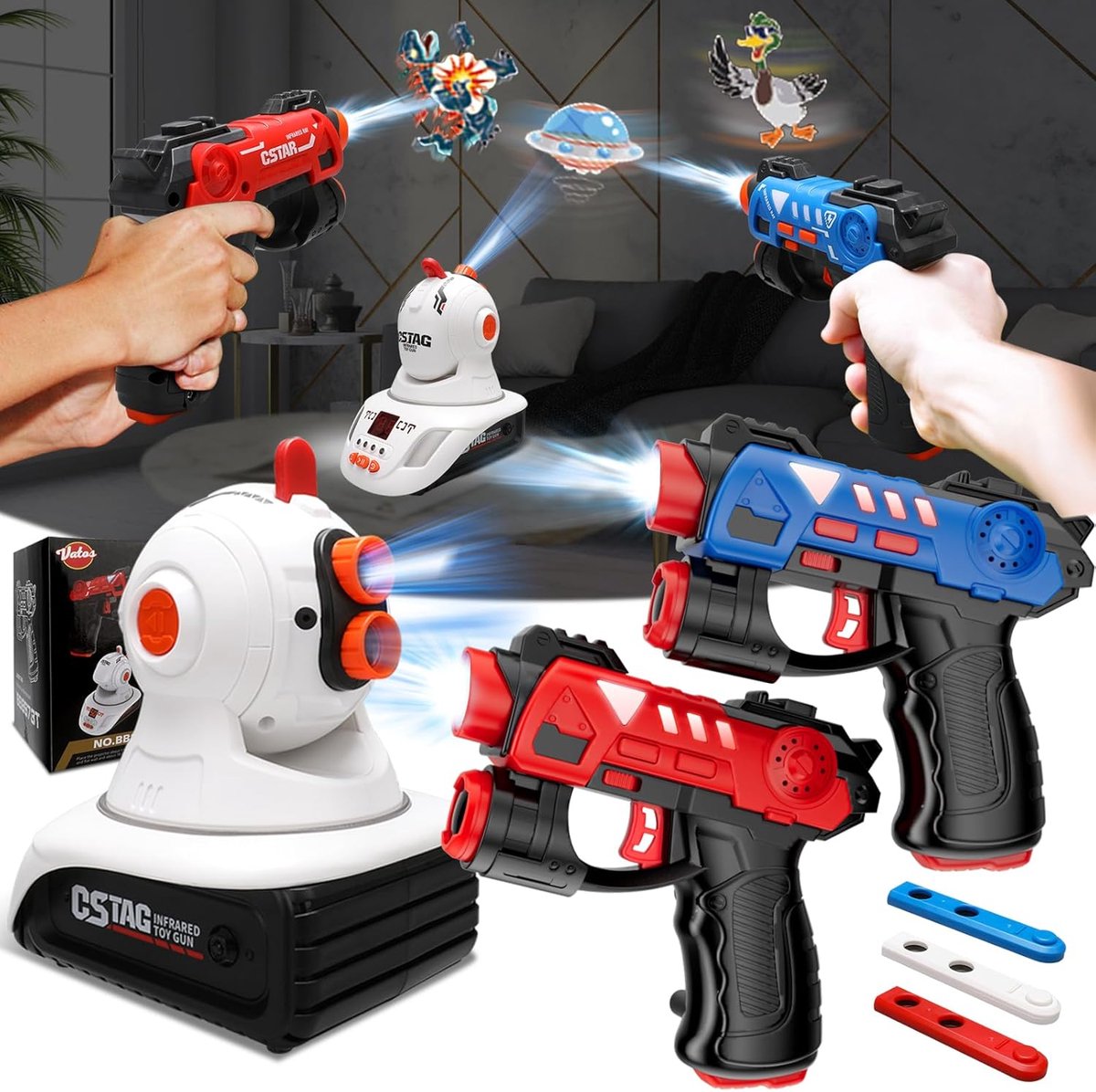 SnelShoppen - Kinderen Speelgoed Geweer Set met Projector voor 2 Spelers, Indoor/Outdoor Spel, Multimode Projectie, Perfect voor Jongens en Meisjes va