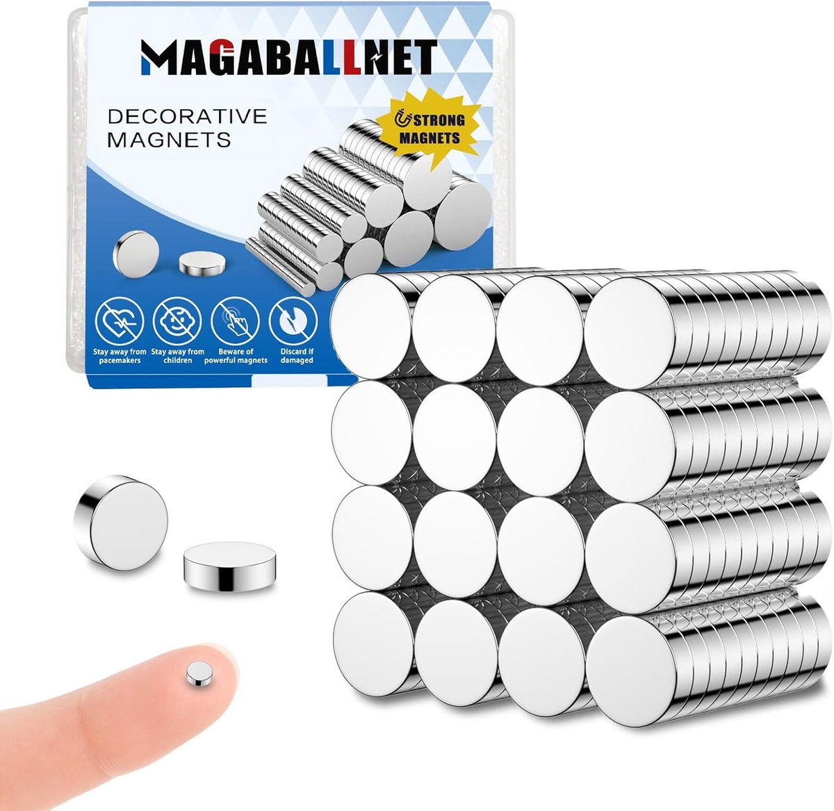 SnelShoppen - Pack van 50 Kleine Magneten, Sterke Neodymium Magneten 4 x 2 mm, Fridge Magneten, Mini Ronde Magneten voor Whiteboards, Magnetische Bord