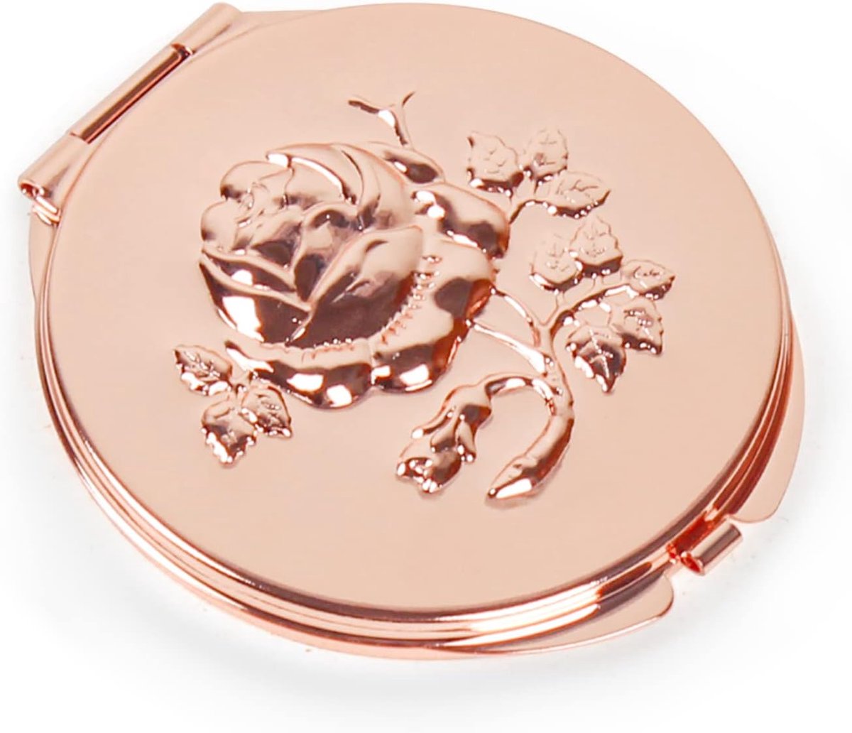 SnelShoppen - Retro Metal Compact Spiegel Reismirror 1x/2x Vergroting Opvouwbaar Rose Gold - Luxe Makeup Spiegel voor Thuis, Feest en Reizen