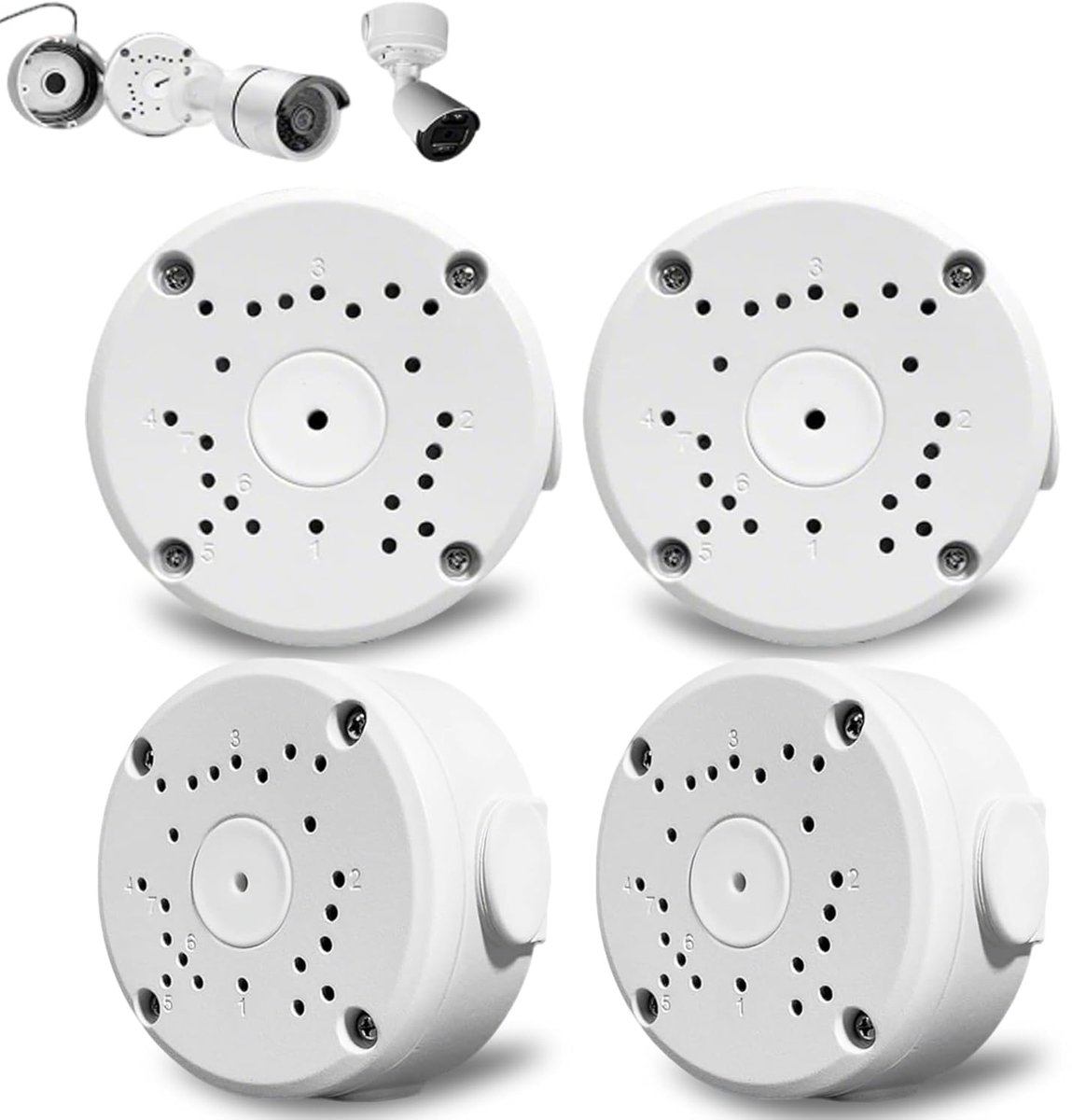 SnelShoppen - 4 Stuks Aluminium Aansluitdoos voor Camera's, Waterdichte Montagebox voor Dome of Bullet Cameras, Binnen en Buiten, Roestvrij en Corrosi