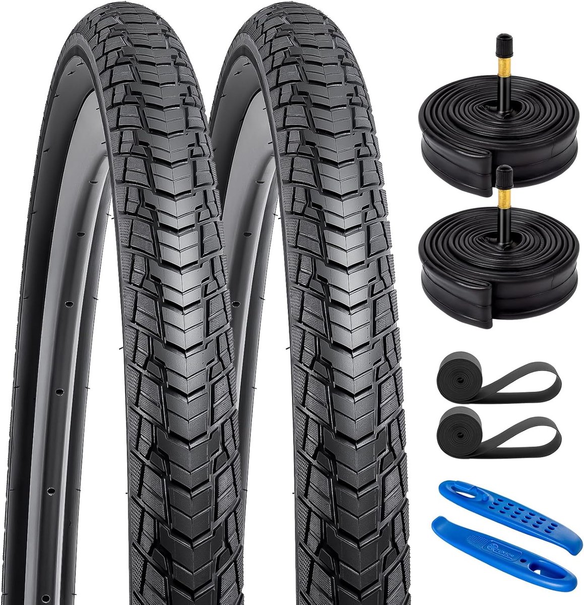 SnelShoppen - 2-PCS 700C Fietstires 700x38C/40-622 met Binnenband Schrader Ventiel - Geschikt voor 700x36C 700x37C 700x38C 700x39C 700x40C - Duurzaam
