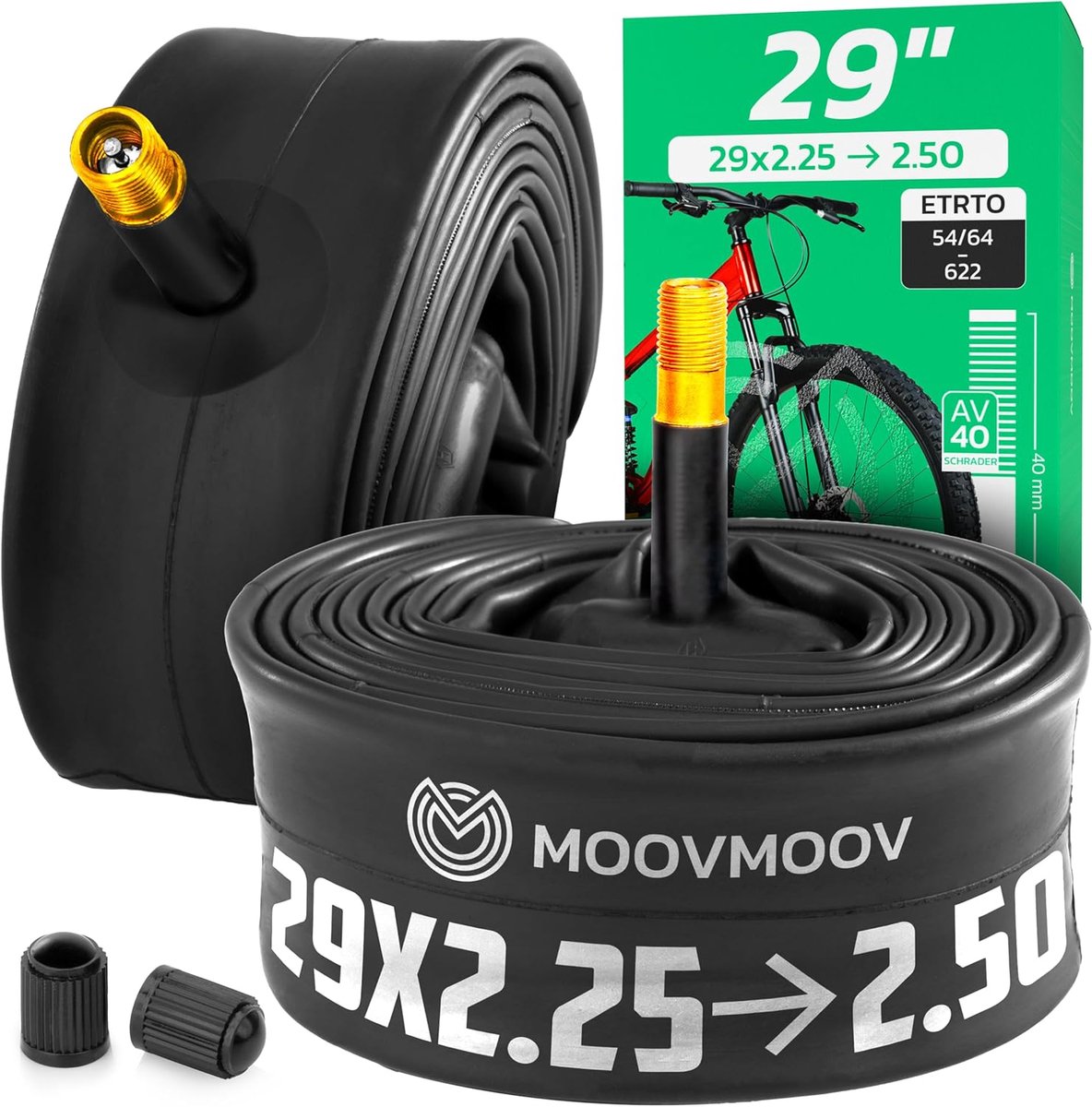 SnelShoppen - Binnenband 29 inch Set van 2 - Geschikt voor 29x2.25, 29x2.30, 29x2.35, 29x2.40, 29x2.50 - Schrader-ventiel 40mm - Fietsonderdelen