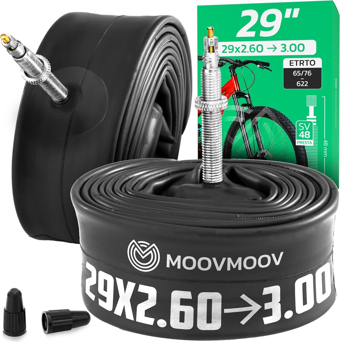 SnelShoppen - Binnenband 29 inch - Set van 2 voor banden 29x2.60, 29x2.80, 29x3.00 - Presta-ventiel 48mm - Perfect voor mountainbikes en fietsen