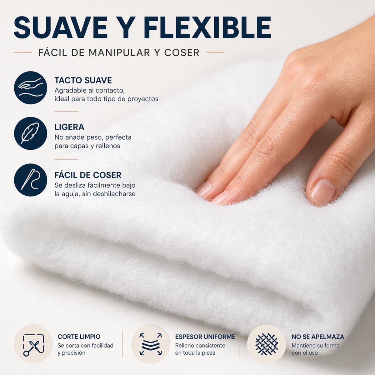SnelShoppen - Quilted Wadding 160 cm Breed, 50-150 g/m² Microfibre Napa, 100% Polyester voor Kussens, Kleding, Dekbedden en Meer (Wit 50 g/m², 100 cm