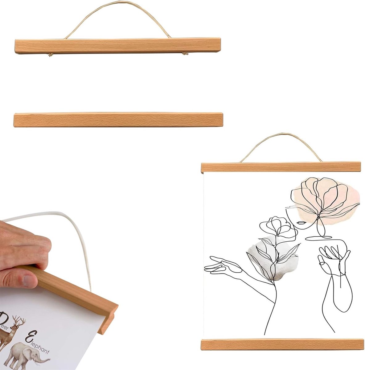 SnelShoppen - Magnetische Posterlijst - 2x Houten Fotolijsten 31cm - Modern Wanddecoratie - DIY Wandkunst voor Thuis, Feest of Kinderen