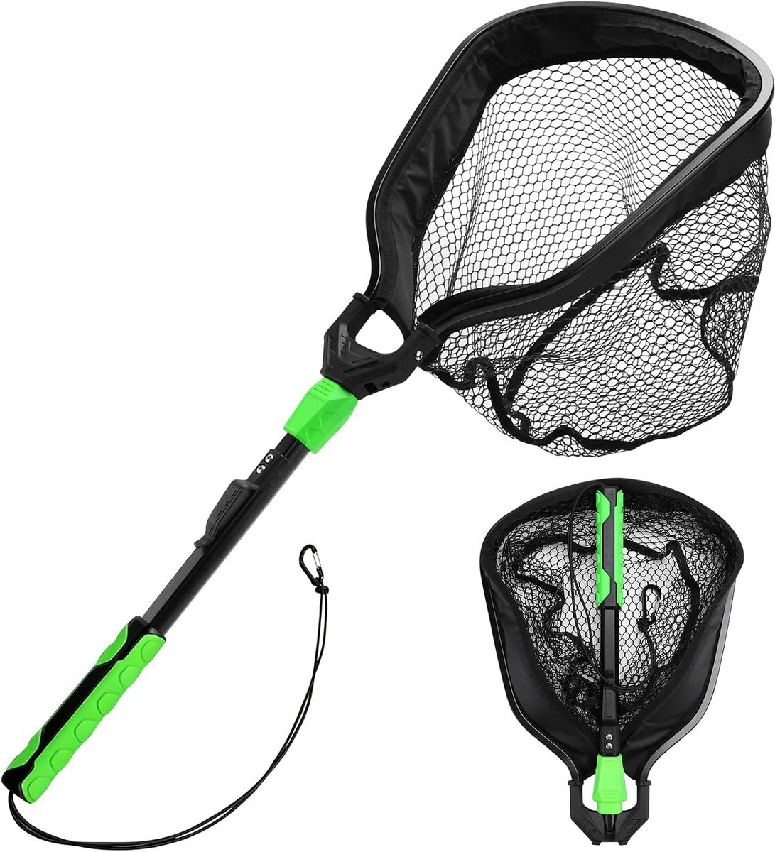 SnelShoppen - Opvouwbaar Schepnet Vissen 80CM Aluminium Visnet voor Vijvers, Karpers en Forelvissen - Visaccessoires met PVC-gecoat Nylonnet
