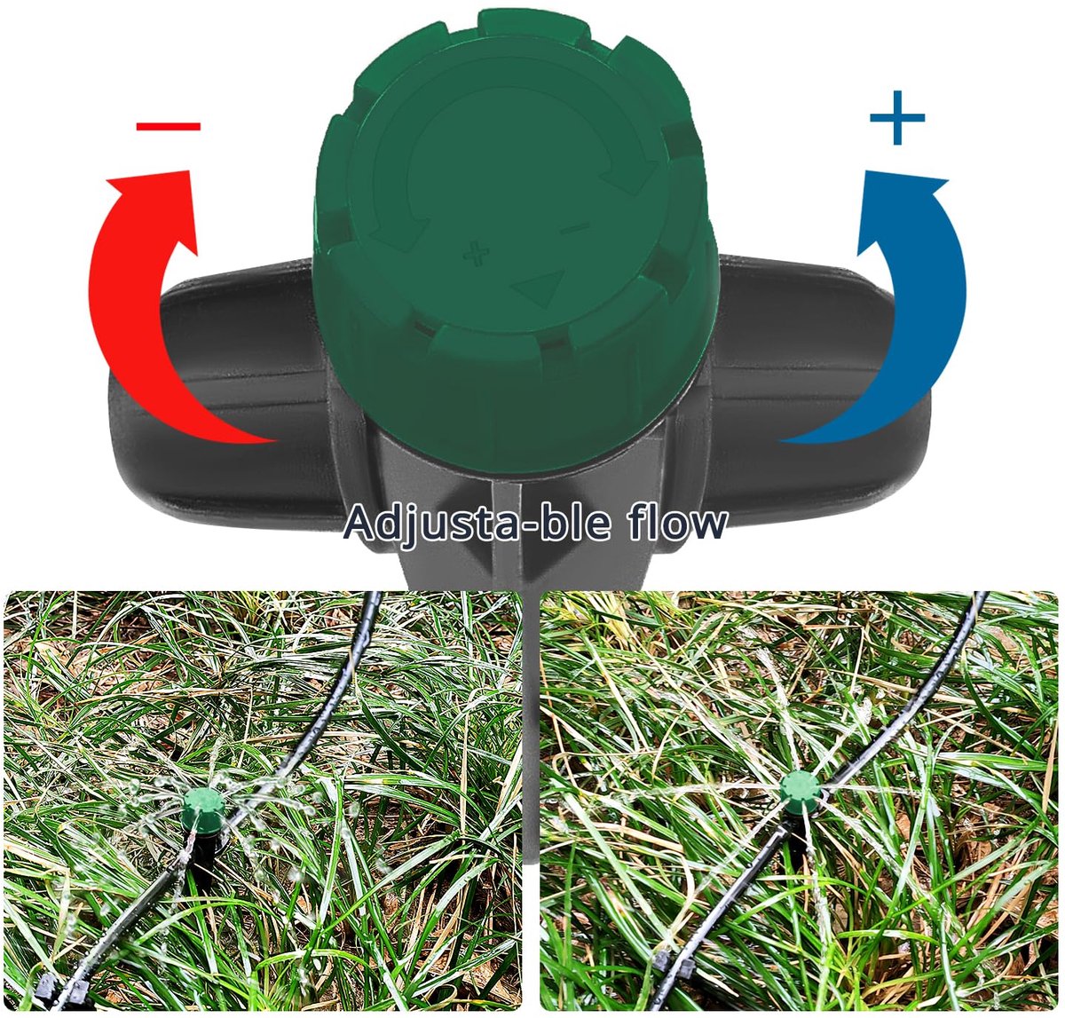 SnelShoppen - 18Pcs Verstelbare 360 Graden Water Flow Drippers - 8 Gaten Drippers met Lock Barbed voor 1/4 Inch Slangen - Drip Irrigation Emitter Spra