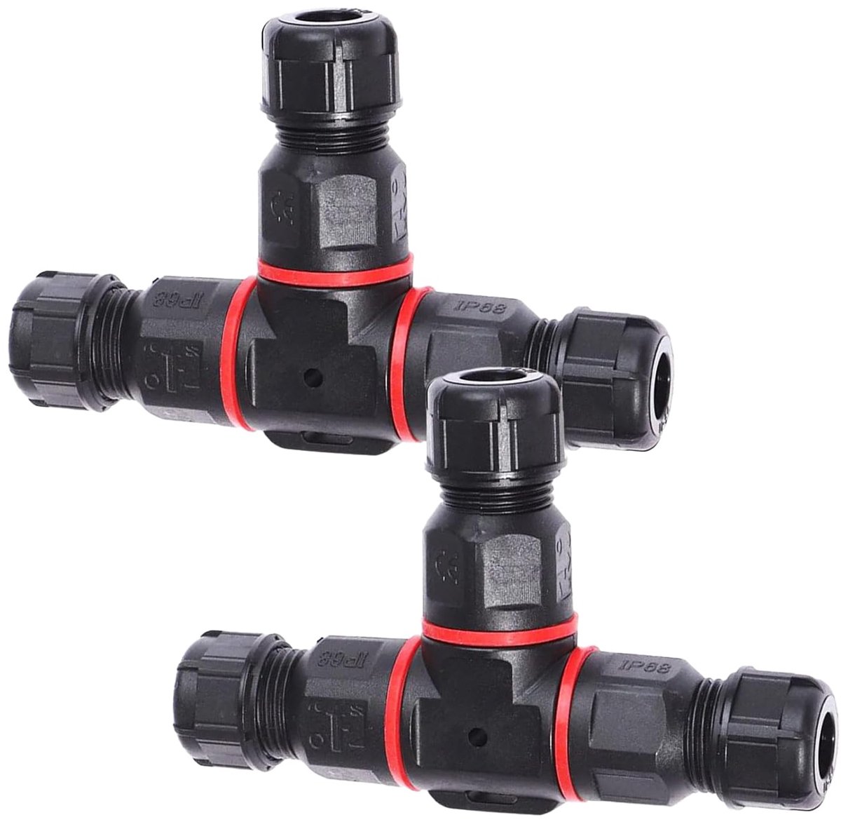 SnelShoppen - 2 x IP68 Waterdichte Kabelconnectoren, 3-Pole T-vormige Aansluitdoos voor Grondkabel, Duurzaam PA66 Nylon, Voor Buiten en Binnen, Ø 3-12