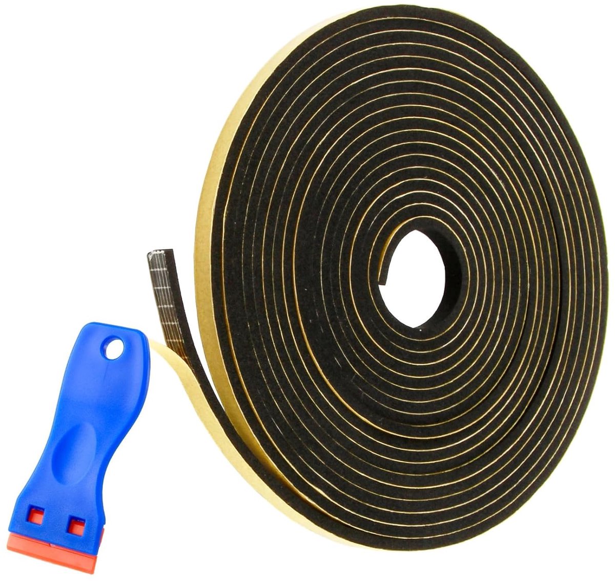 SnelShoppen - Zelfklevende Waterdichte Sealing Tape 10 m met Scraper - EPDM Rubber 7 mm x 2 mm voor Keuken, Ceramische Hobs en Inbouw Wastafels