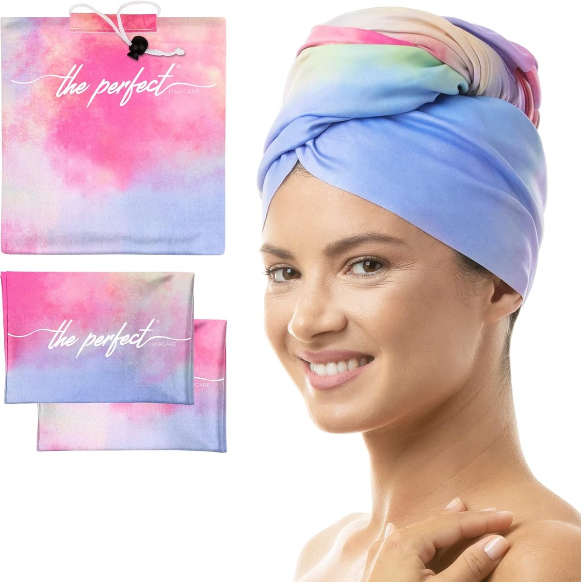 SnelShoppen - Curly Hair Microfiber Plopping Towel Set - Anti-frizz Haarhanddoeken voor Vrouwen - Super Absorbent Grote Handdoek + 2 Scrunching Handdo