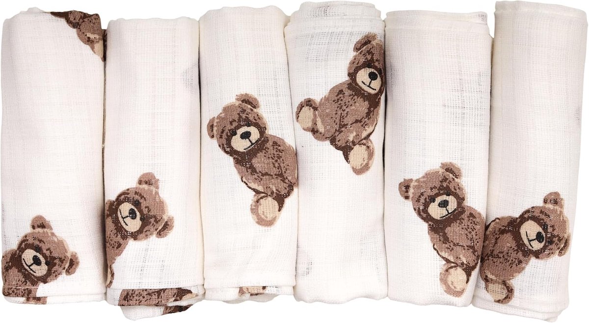 SnelShoppen - 6 Stuks Baby Burp Cloths 70 x 80 cm - Muslin Doeken van 100% Katoen voor Baby's en Pasgeborenen - Multifunctionele Doeken voor Voeden, W