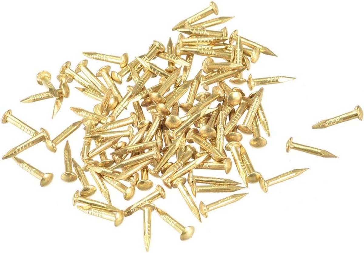 SnelShoppen - Kleine Messing Spijkers 1 mm x 8 mm voor Klussen, Decoratie, Houten Dozen, Accessoires, 100 Stuks - Sterk en Duurzaam