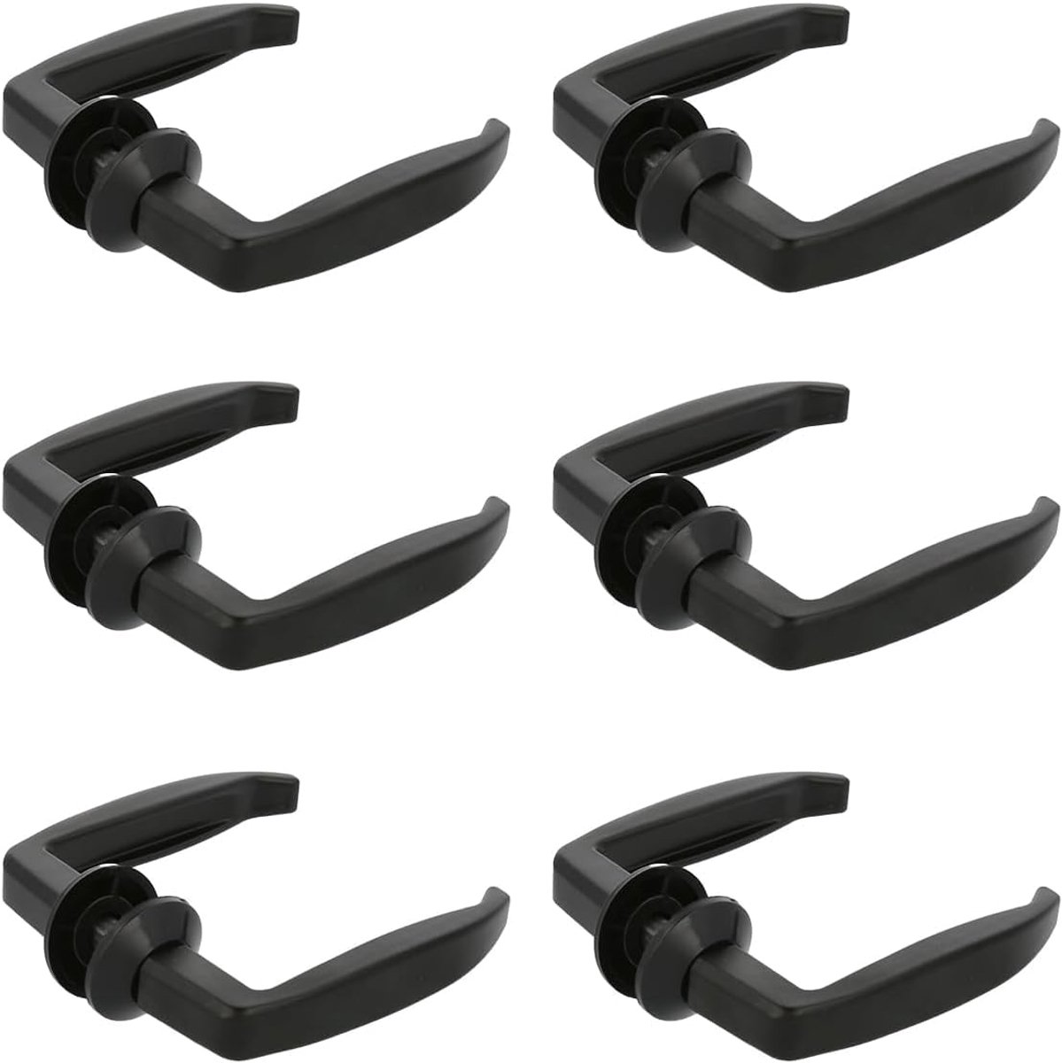 SnelShoppen - Set van 6 Aluminium Deurbeslag - Zwart - 105 x 45 mm - Geschikt voor Deurdiktes 35-45 mm - Inclusief Rosette Ø35 mm - Voor Binnen- en Bu