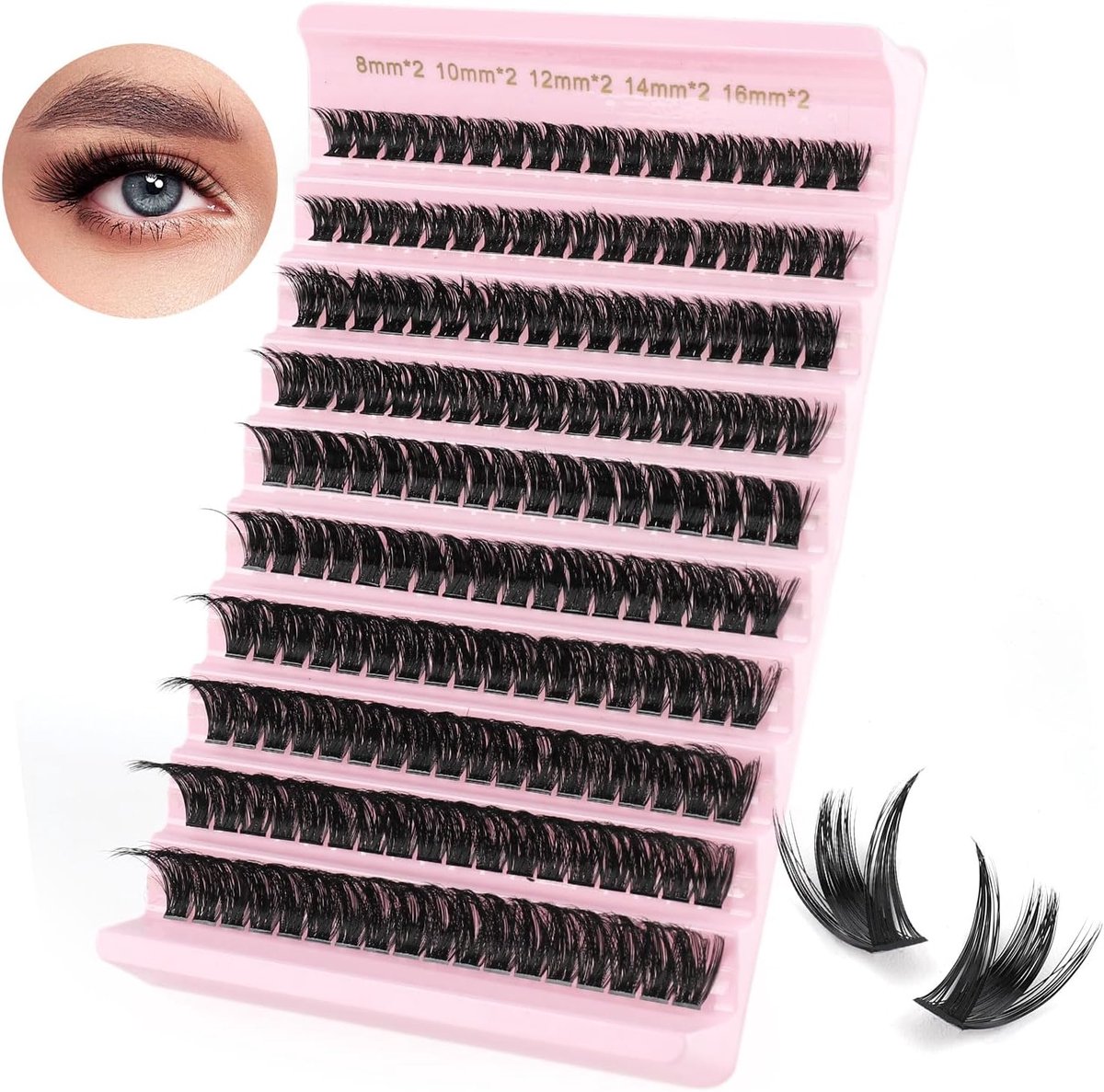 SnelShoppen - 80D DIY Wimperextensions - Volume Wimperclusters D-Curl 8-16 mm - Makkelijk Te Gebruiken, Aanpasbare Densiteit en Lengte, Ideaal Voor El