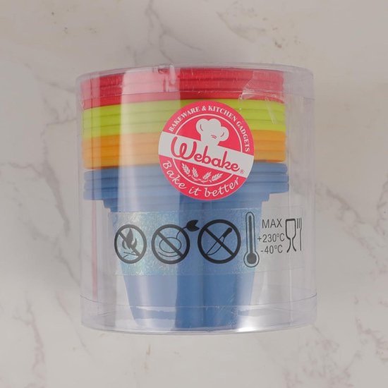 Puddingvorm siliconen jellyvorm voor pudding muffins cupcakes en andere lekkere desserts - hoogwaardige kunststof taartvorm - regenboogkleuren - 8 cm - 12 stuks puddingvorm