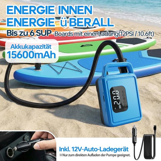 Elektrische SUP Pomp - Luchtpomp Kajak - Water Sporten - Intelligente Inflatie - 20 PSI - Blauw — afbeelding 2