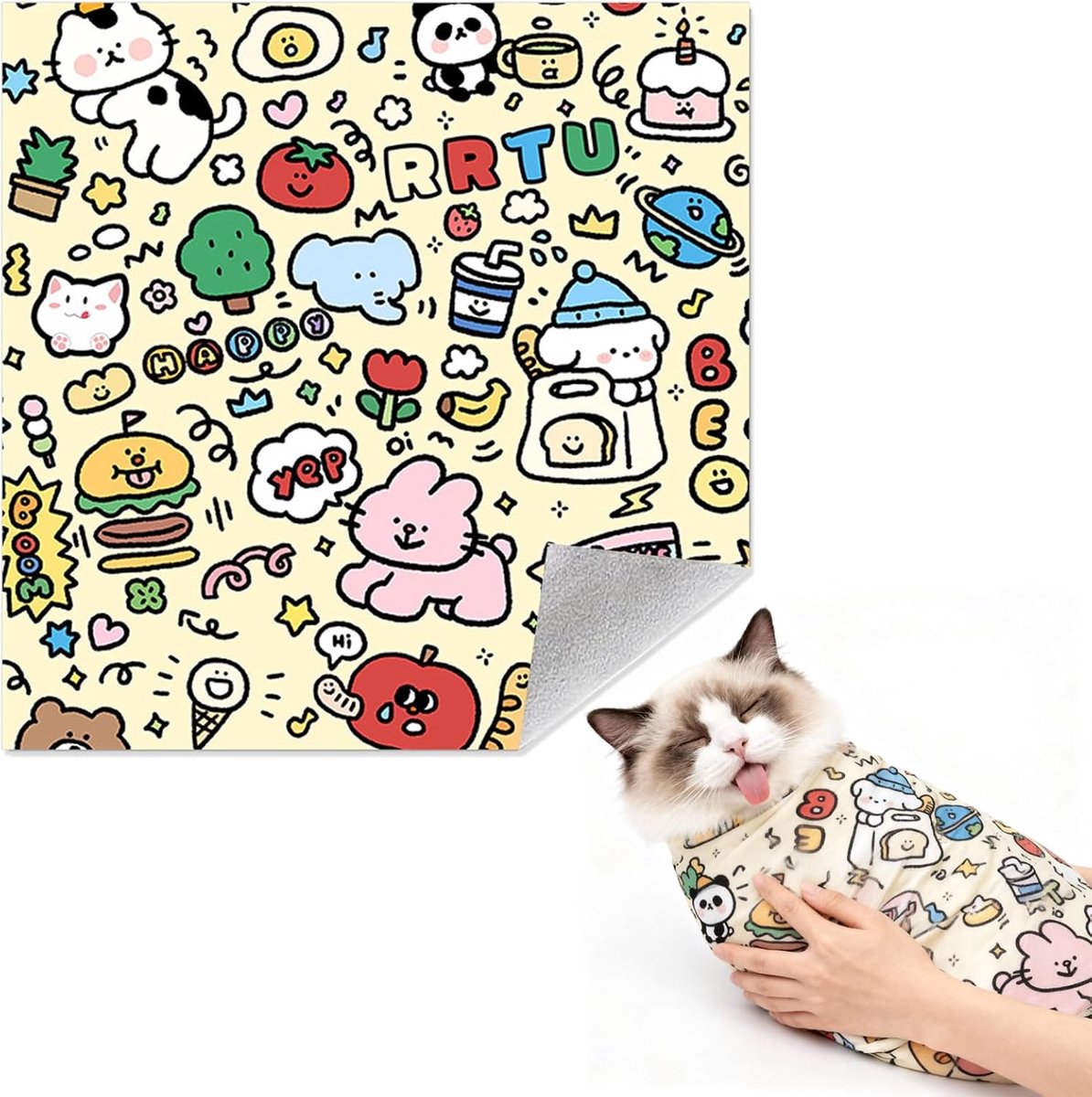 SnelShoppen - Cat Grooming Wrap 70 x 70 cm - Zelfklevende Kat Grooming Cloth - Bijt- en Krabbestendig - Ideaal voor Kittens en Volwassen Katten - Perf