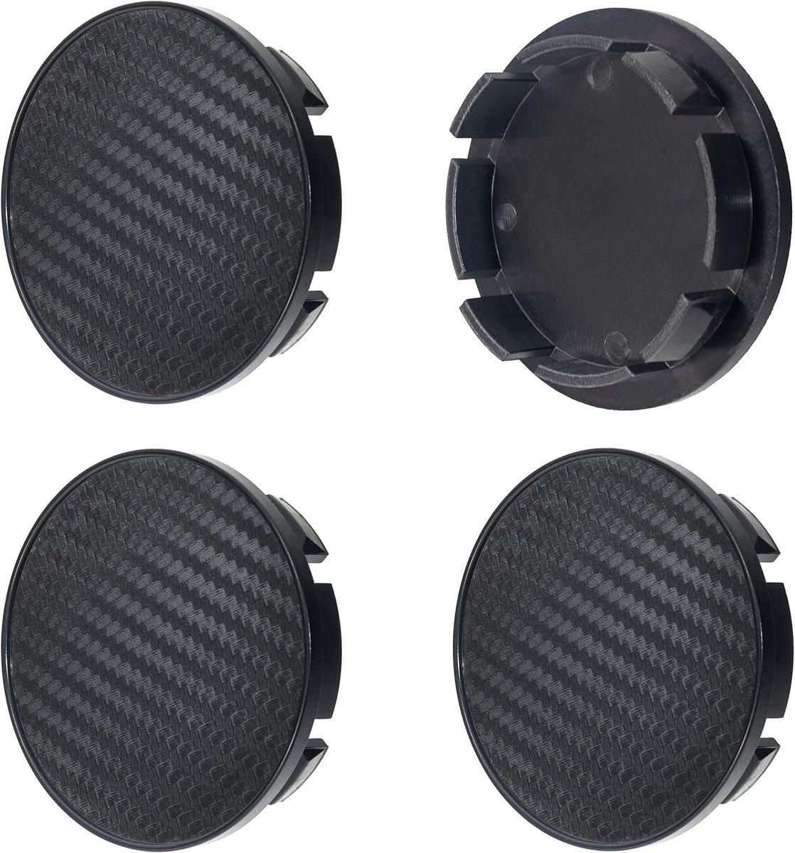 SnelShoppen - Set van 4 Hub Caps Carbon Black 63 mm - Zwarte Velgdeksels voor Auto - Hoogwaardige Kwaliteit, Precisie Pasvorm, Duurzaam