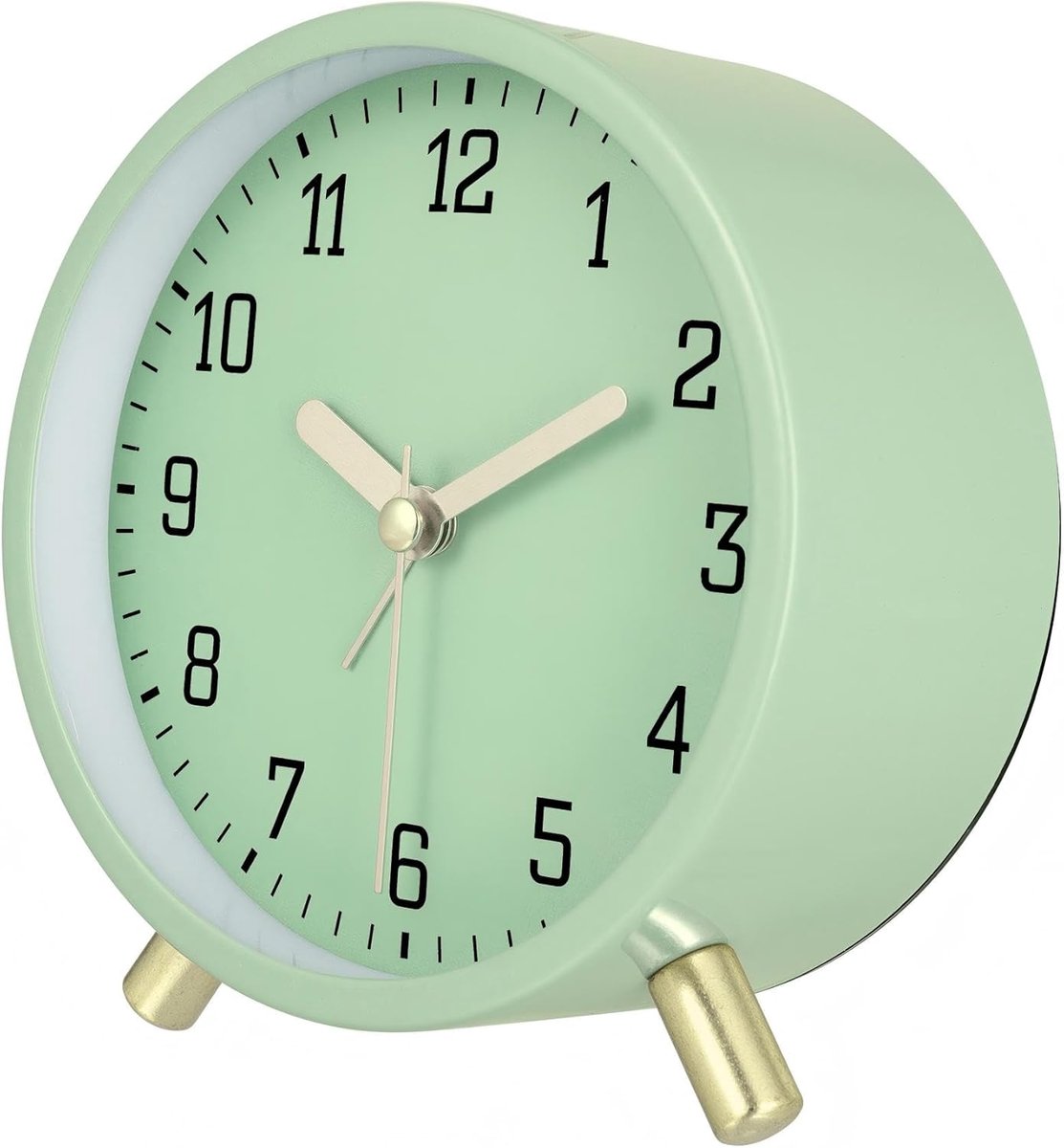 SnelShoppen - Lafocuse Klassieke Stalen Wecker Analoge Klok Zonder Tikken, Matcha Groen Geluidsloze Alarmklok met Licht, Moderne Decoratieve Tafelklok