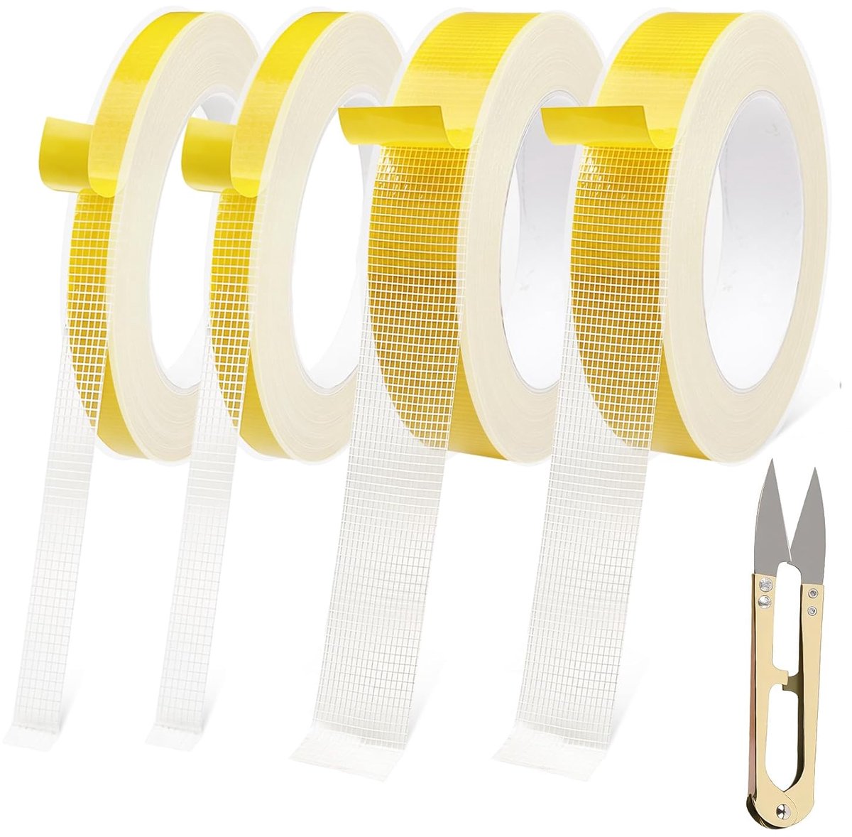 SnelShoppen - Dubbelzijdige stof tape - 4 rollen - zelfklevende stoflijm - 1 cm en 2.5 cm - 10 m per rol - extra sterk - verwijderbaar en residuvrij -