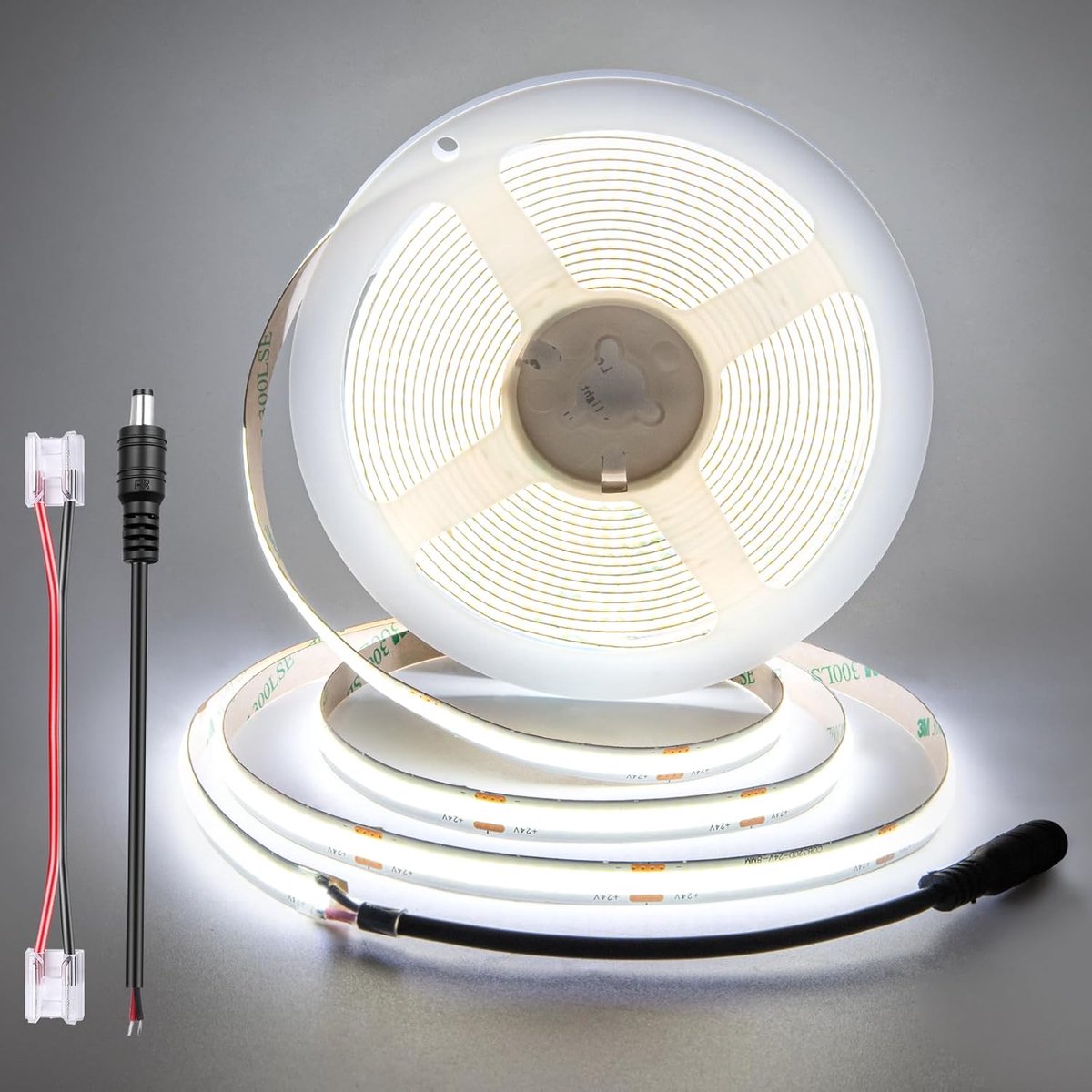 SnelShoppen - 24V COB LED Strip 10m, 8mm Breed, 320 LEDs/m, CRI 92, 9w/m, 90 lm/w, Koelwit 6000K, Flexibele Verlichting voor Keuken, Onderkast, Achter