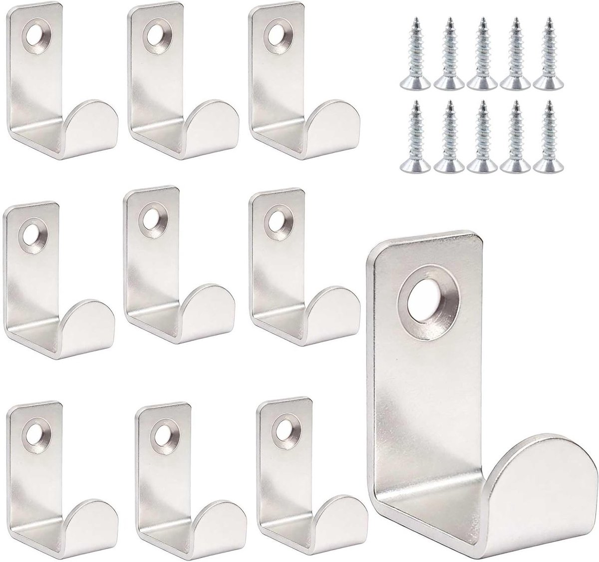 Garderobehaken Set - Kledinghaken Metaal - Wandmontage Organisatie - Stevig en Duurzaam - 120 gram - Zilver
