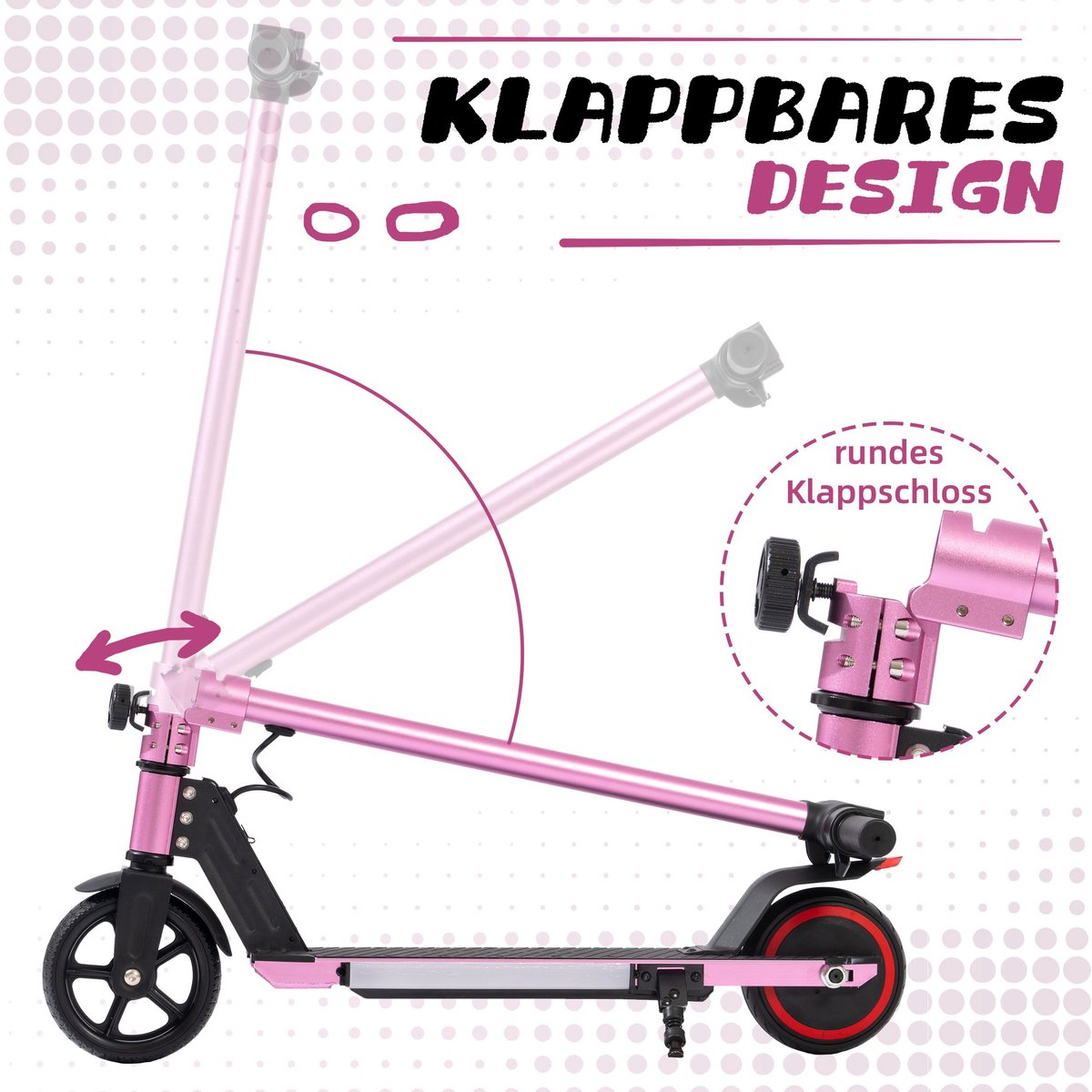 FloraGrace Kinderstep – Opvouwbaar Met Dubbel Remsysteem – Inch – Aluminium – – Voor Kinderen Van 6 Tot 12 Jaar Met Verlichting Roze