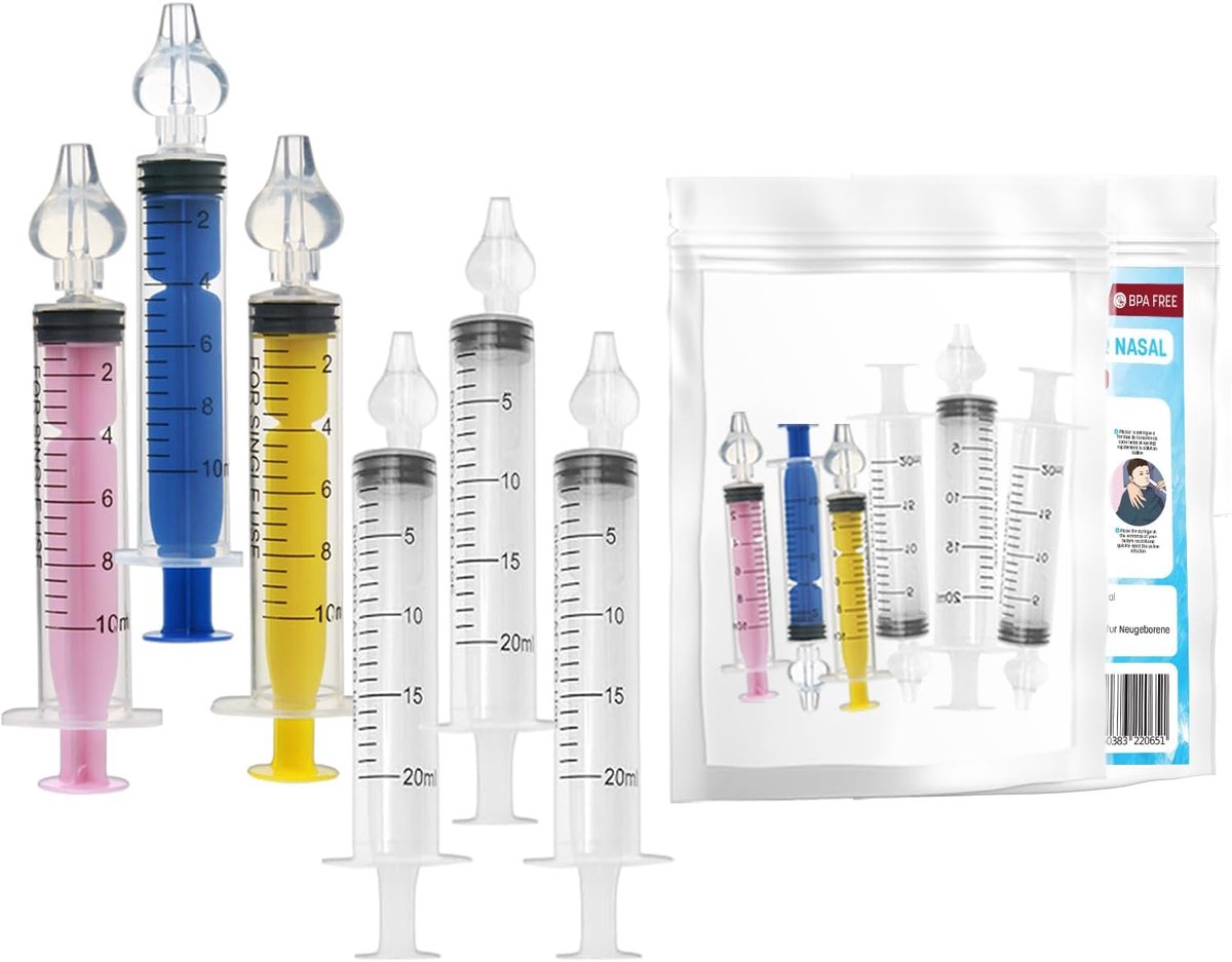 SnelShoppen - Set van 6 Baby Neusspuiten Irrigatie Spuiten Silicone Pipetten voor Baby's en Kinderen - 10ml 20ml - Veilig en BPA-vrij voor Optimale Ne