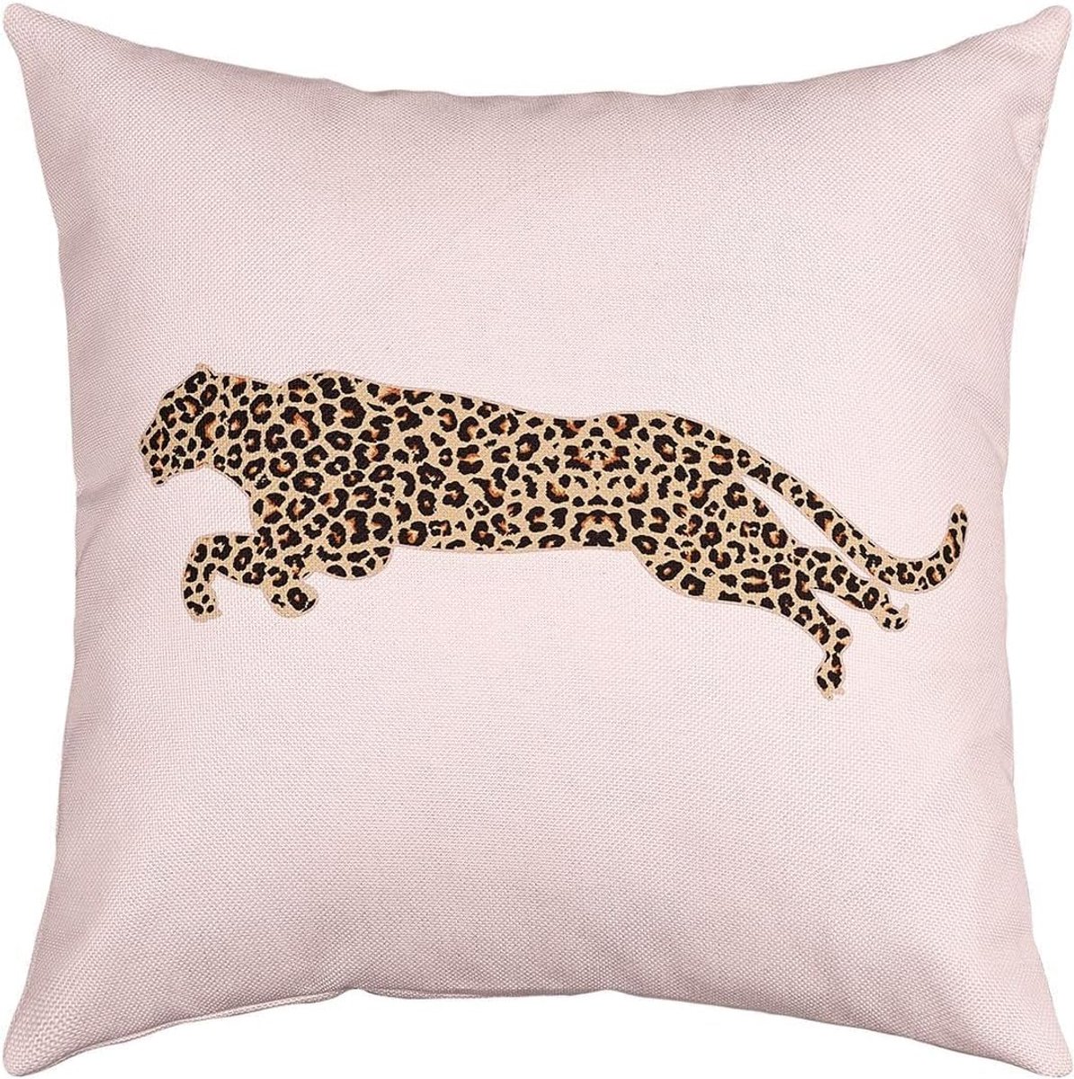 SnelShoppen - 40 x 40 cm Leopard Print Decoratieve Kussenhoes - Tropisch Afrikaans Wildleven - Roze Bruin - Voor Kinderen, Meisjes, Jongens - Living R