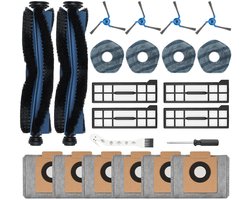 22-delige stofverwijderingsaccessoireset voor de EUFY X10 PRO OMNI robotstofzuiger - Inclusief 2 hoofdborstels + 4 zijborstels + 4 filters + 4 dweildoeken + 6 stofzakken + 1 flexibele borstel + 1 schroevendraaier - Filterreinigingstool