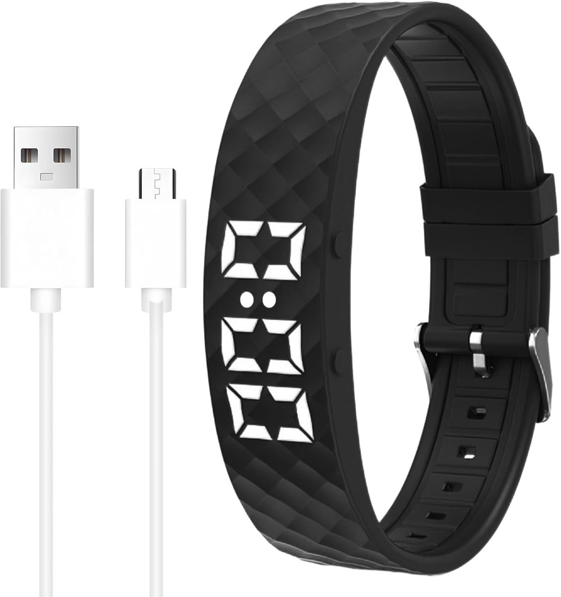 SnelShoppen - Vibrerende Alarmarmband voor Gezonde Slaap, Draagbare Vibration Alarm Bracelet met tot 8 Dagelijkse Alarmen, Zwart, Ideaal voor Partners