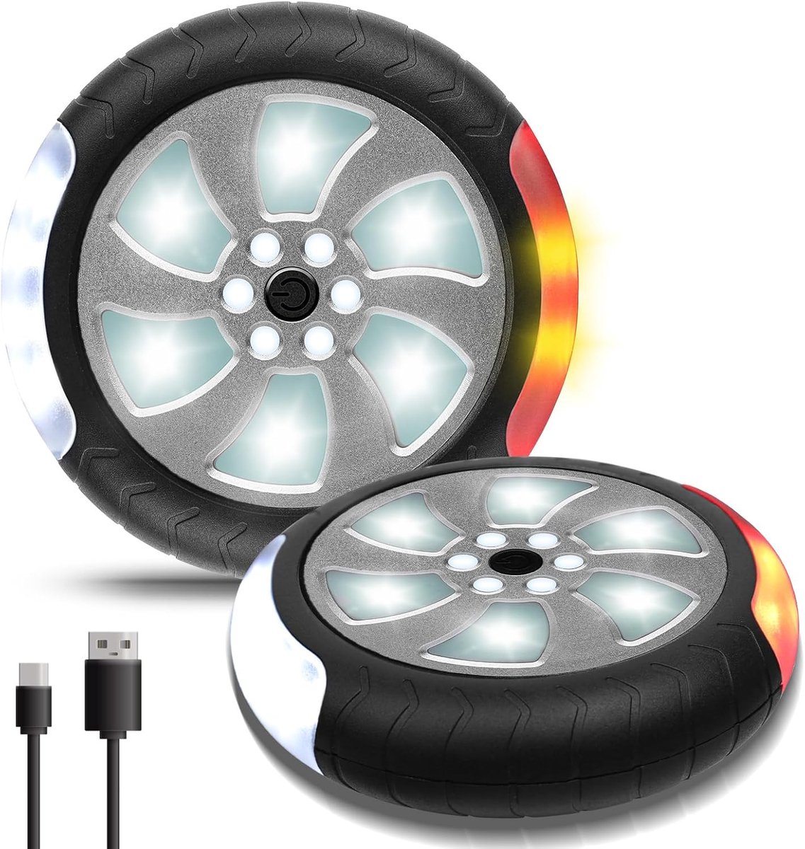 Thijox - Kinderwagenlicht USB-oplaadbaar, LED-reflectoren met 18 Leds, Waterdicht Knipperlicht met Klittenbandsluiting - Veiligheidslicht voor Buggy's