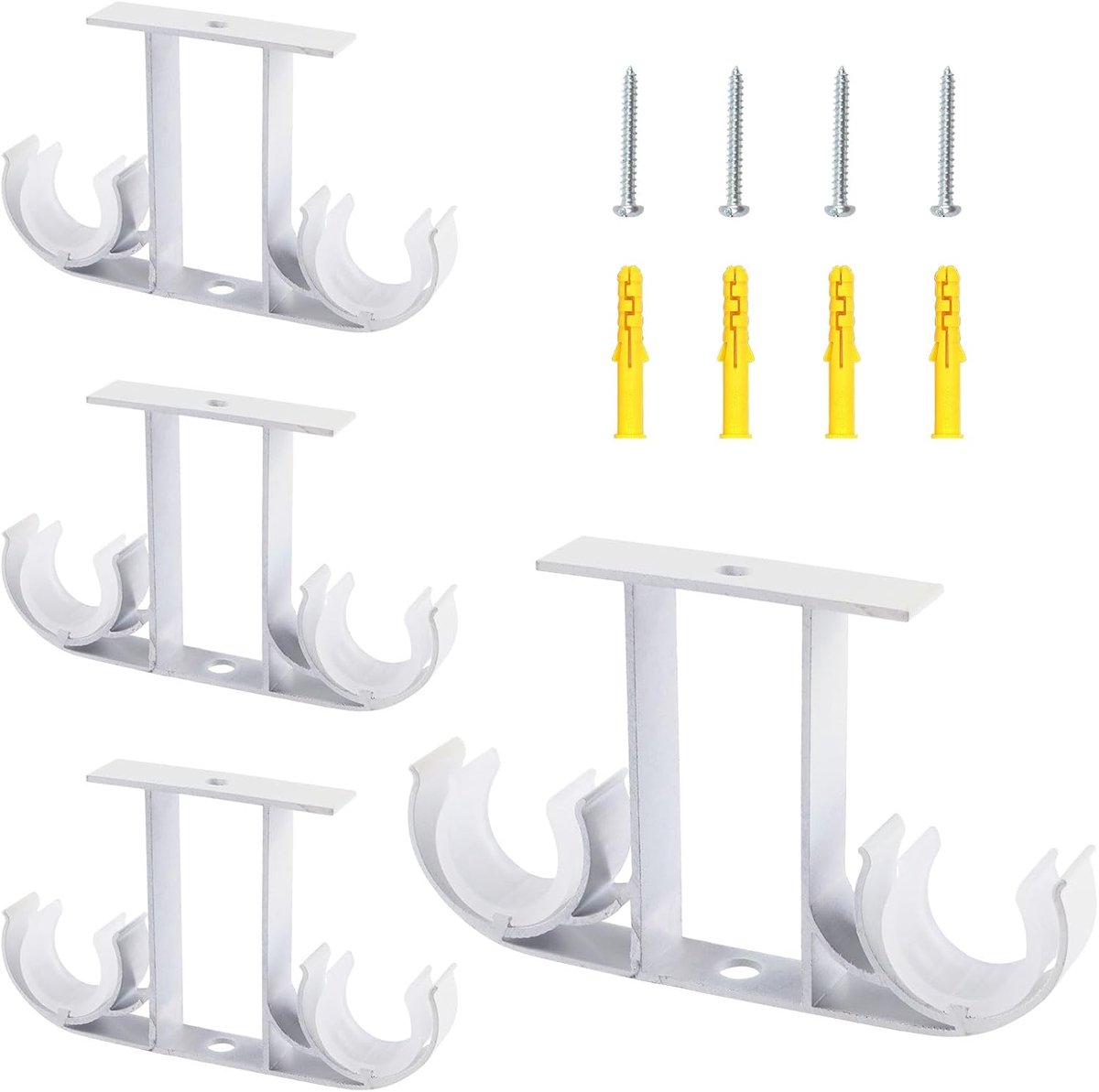SnelShoppen - Set van 4 Aluminium Alloy Gordijnroodhouders voor Gordijnroede 23mm tot 26mm (Wit) - Sterke Bevestiging en Duurzaam