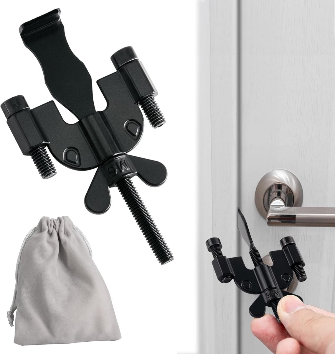 SnelShoppen - Draagbare Deurslot, Extra Veiligheid en Privacy, Roestvrijstalen Beveiligingsslot voor Hotel, Thuis, Appartement, Compact en Handzaam, I