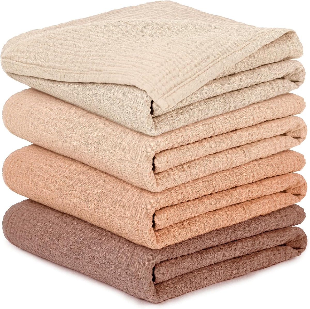 SnelShoppen - Musselintücher Baby Set van 4, 100% Katoen, 60x60 cm, Zacht, Ademend en Zeer Absorberend, Ideaal voor Jongens en Meisjes, Perfect voor h