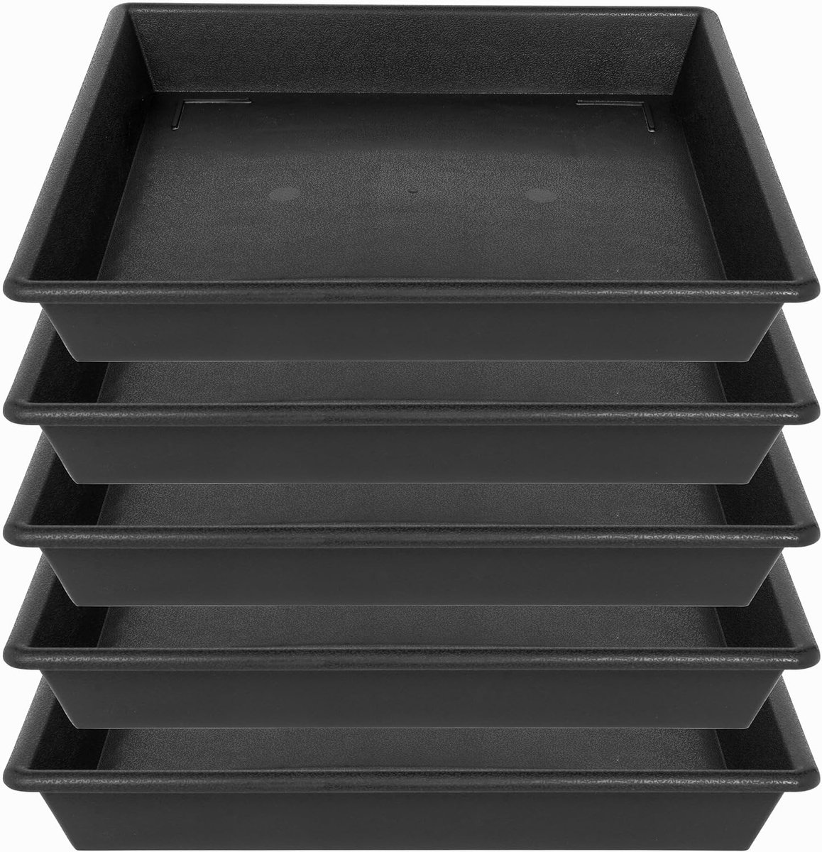 SnelShoppen - 5x Vierkante Plantenschaal 8-20 Inch - Zwarte Plastic Drip Tray voor Binnen en Buiten - Heavy Duty Zonder Gaten - Ideaal voor Bloempotte