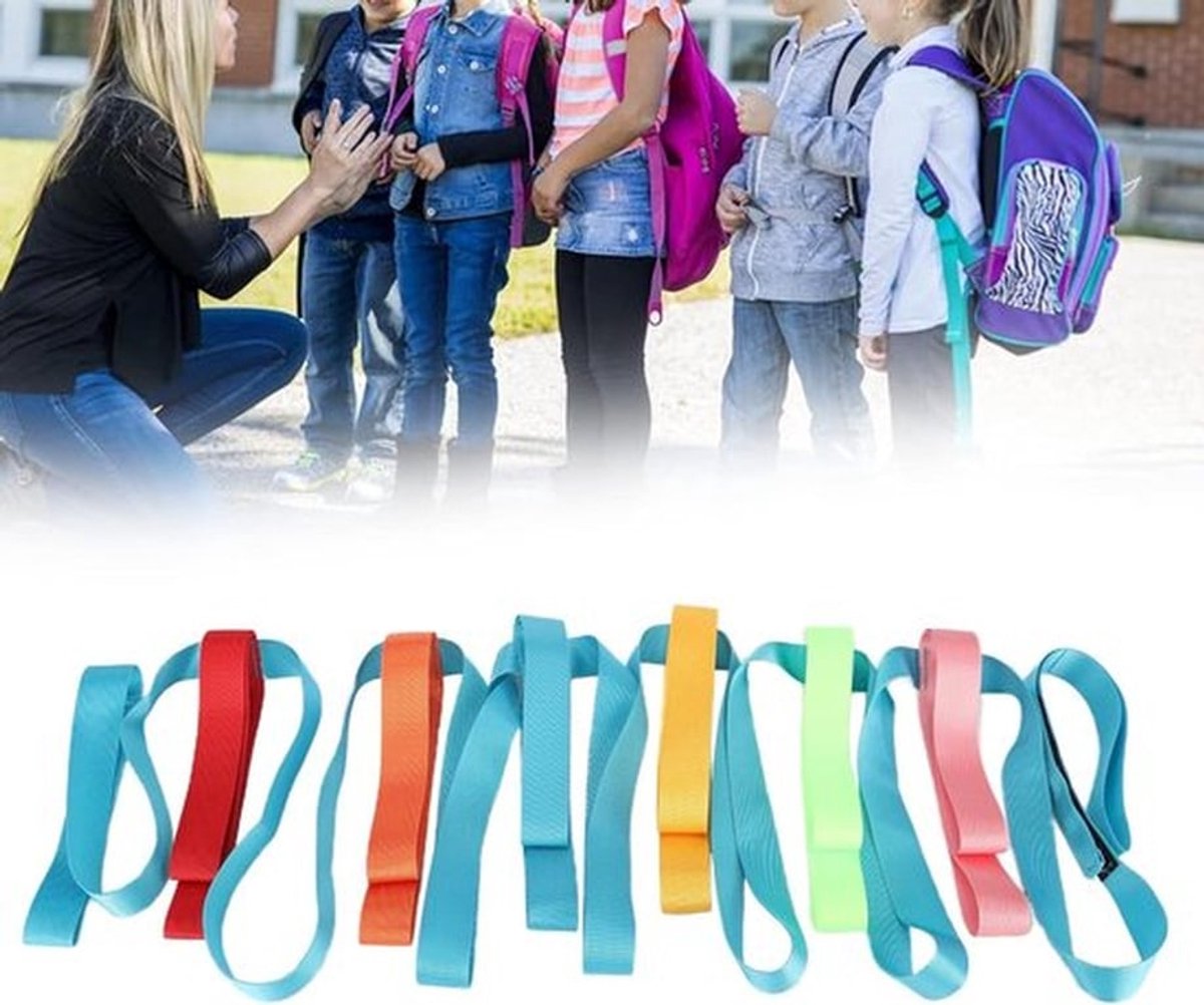 Veiligheidswandeltouw van 368 cm voor kinderen met 6 kleurrijke handvatten - ideaal voor buitenspeelplezier, anti-verlies en peuters in de kinderopvang