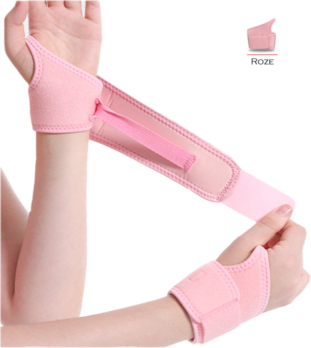 Polsbrace - Met extra sluiting - Voor links - Één maat - Wikkelband Hand -Voor dames en heren - Fitness Geschikt - Polssteun - 1 stuk - Roze