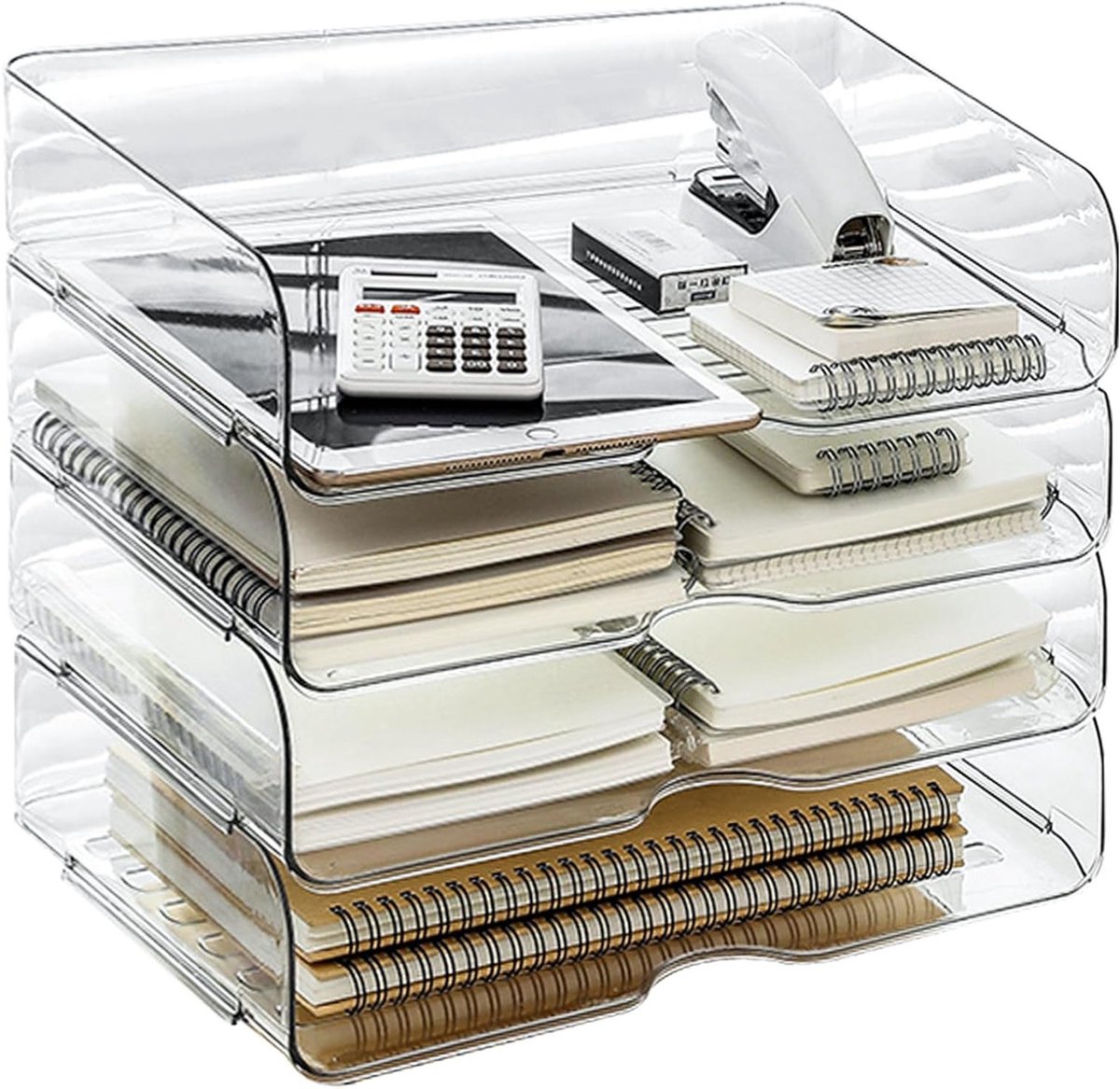 Multifunctionele Bureau Organizer met 5 Compartimenten en Lade voor Pennen, Kantoor, Thuis en School - Transparant Design