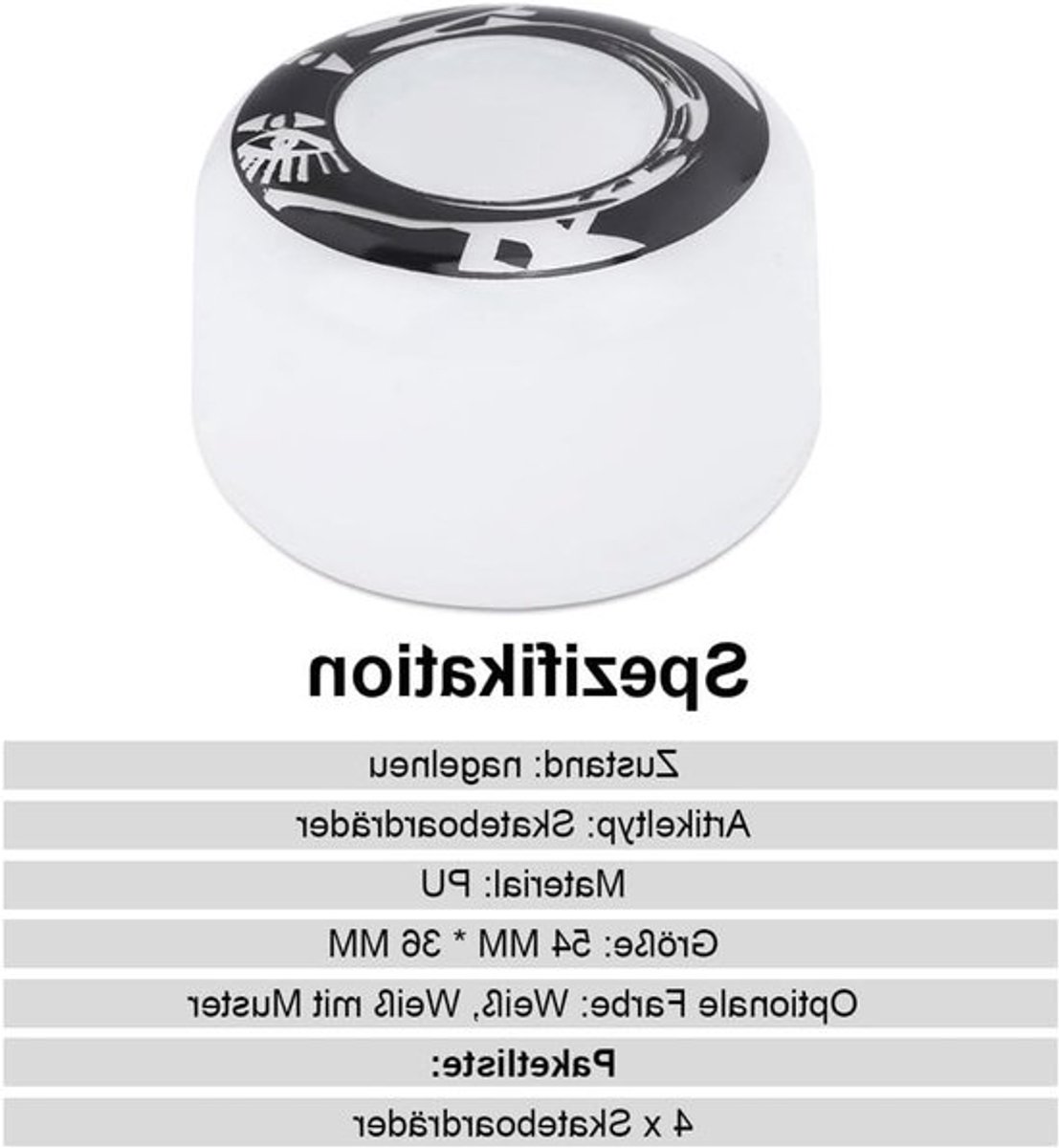 Set van 4 skateboardwielen 50mm - Hoog elastisch PU voor fishboard, vervangingsaccessoires voor elektrische scooters en skateboards