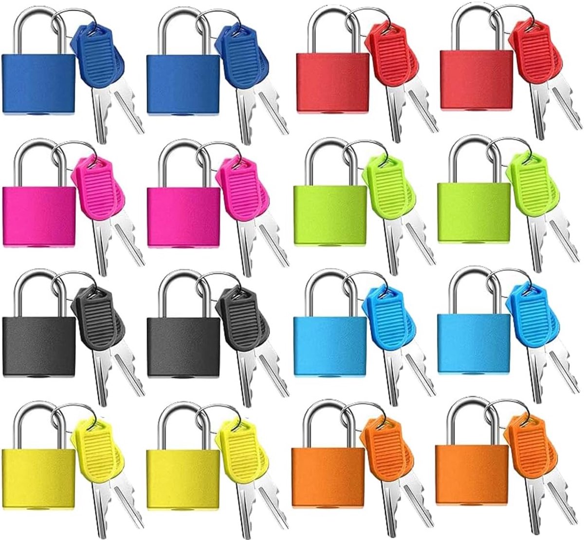 SnelShoppen - 16 Kleurige Sleutelslotjes Mini Koffer Slot, Duurzaam Luggage Lock, Ideaal voor Rugzakken, Kasten en Koffers (8 Kleuren)