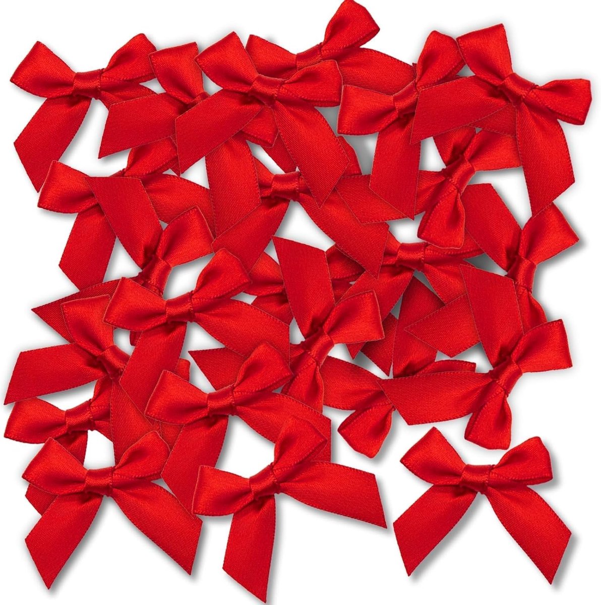 SnelShoppen - 48 stuks 5 cm Rode Strikken - Zelfklevende Zijde Ribbons, Perfect voor Cadeauverpakking, Bruiloften en Feestdecoraties