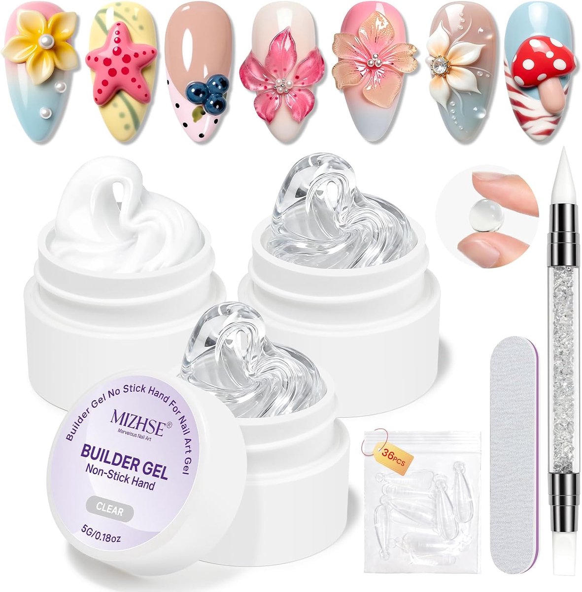 SnelShoppen - MIZHSE Solid Builder Gel - Opbouwgel voor Gelnagels - UV-Nagellak voor Nageldesign - Duurzaam - Eenvoudig in Gebruik - 15ml - Perfect vo