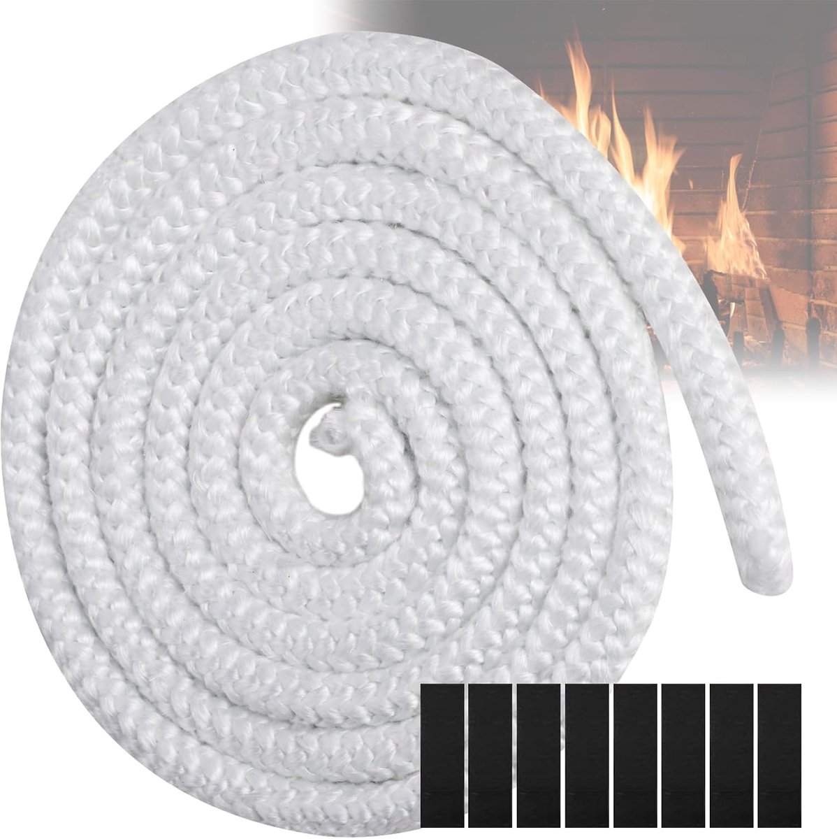 SnelShoppen - Fireproof Seal voor Haarddeur, Hittebestendige Deurrubber, 12mm x 2.5m, Energiezuinig, Vervangingsmateriaal voor Kachel en Oven
