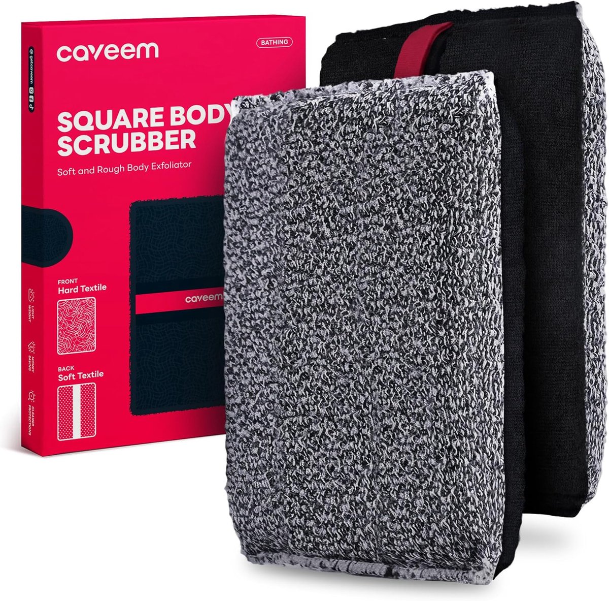 SnelShoppen - Exfoliating Body Scrubber 2 Pack - Dubbele Textuur Lichaamsscrubber voor Dode Huidcellen Verwijderen - Lichtgewicht Vierkante Spons voor