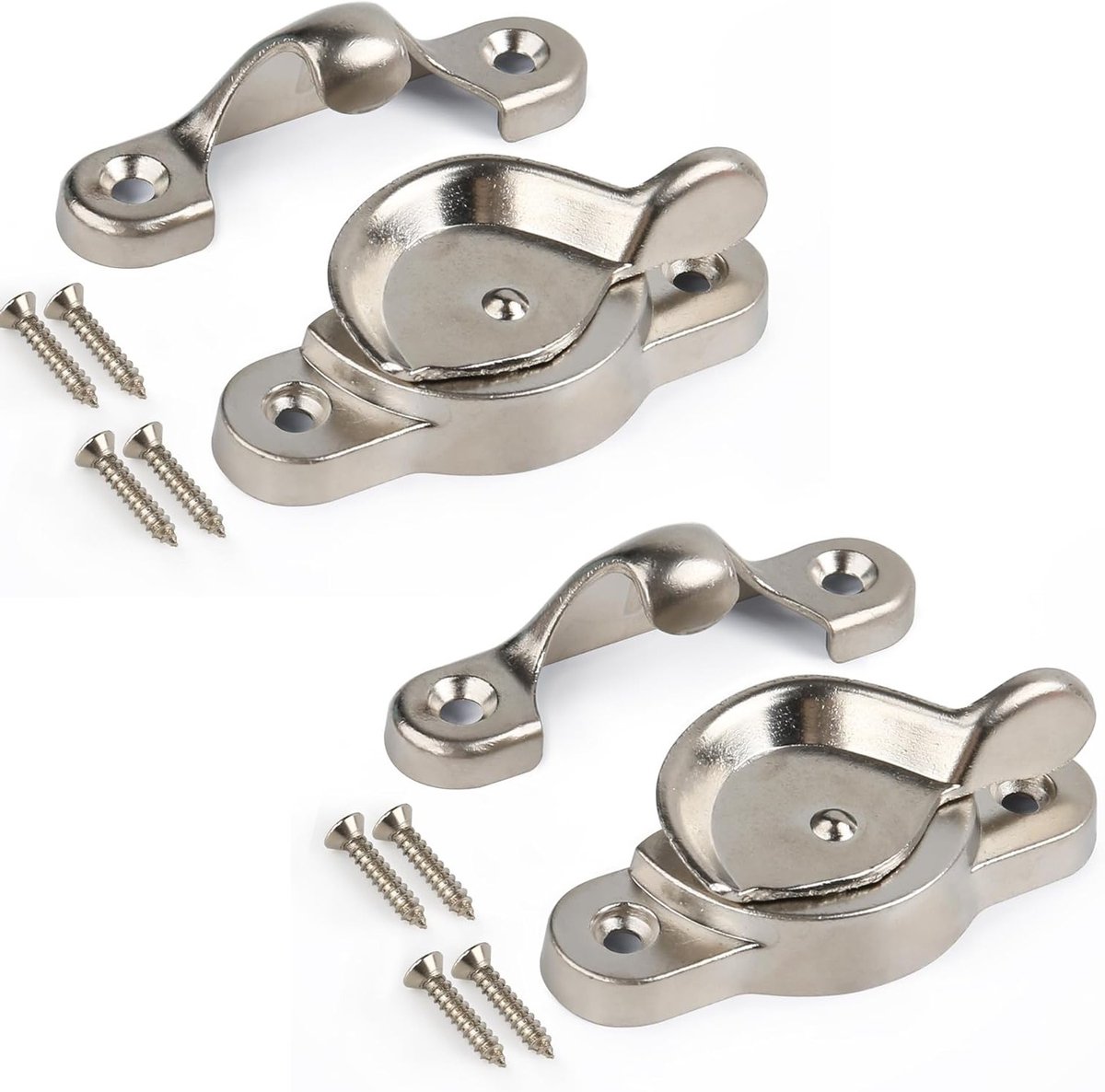 Metal Window Sash Lock - Weerbestendig en Roestvrij Ontwerp, Ideaal voor Cottages, Appartementen en Verhuur (3, Borstelsilver) - Veiligheid, Duurzaamheid en Gebruiksgemak