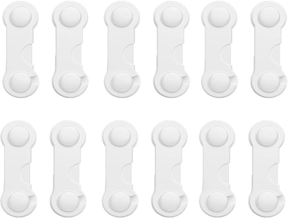 SnelShoppen - 12 stuks Zelfklevende Zekering voor Kast en Laden - Witte Kastbeveiliging Zonder Boren - Sterke Hechting voor Keukenmeubels en Veilighei
