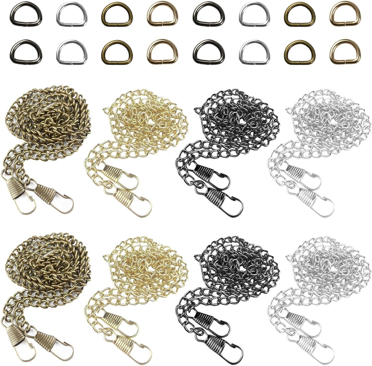 Stijlvolle Schoudertas Ketting met 16 D-ringen, Geschikt voor Handtas en Crossbody, Verkrijgbaar in 4 Kleuren (120 cm)